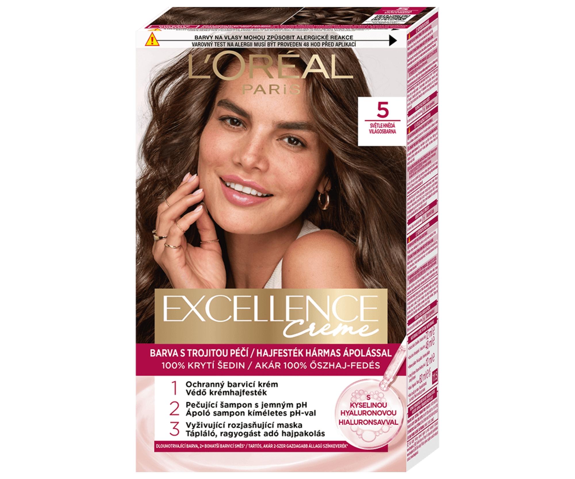 E-shop Permanentná farba Loréal Excellence Creme - 5 svetlo hnedá - L’Oréal Paris + darček zadarmo