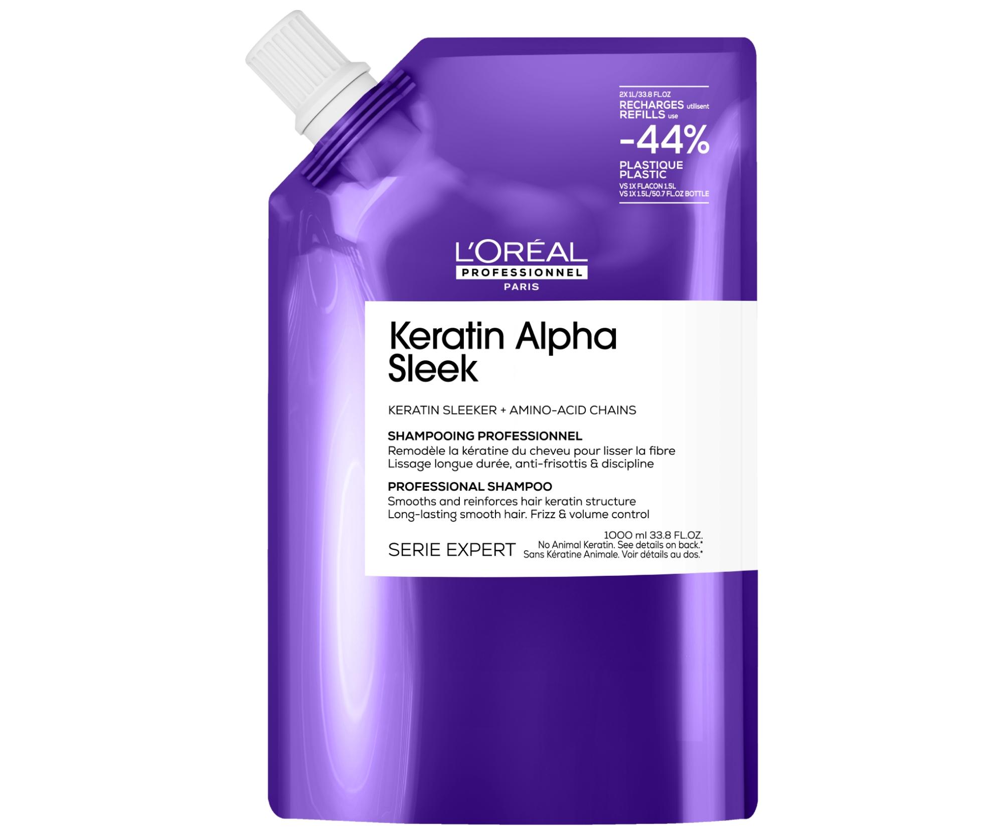 E-shop Šampón pre uhladenie krepatých vlasov Loréal Professionnel Serie Expert Keratin Alpha Sleek - 1000 ml, náhradná náplň - L’Oréal Professionnel + darček