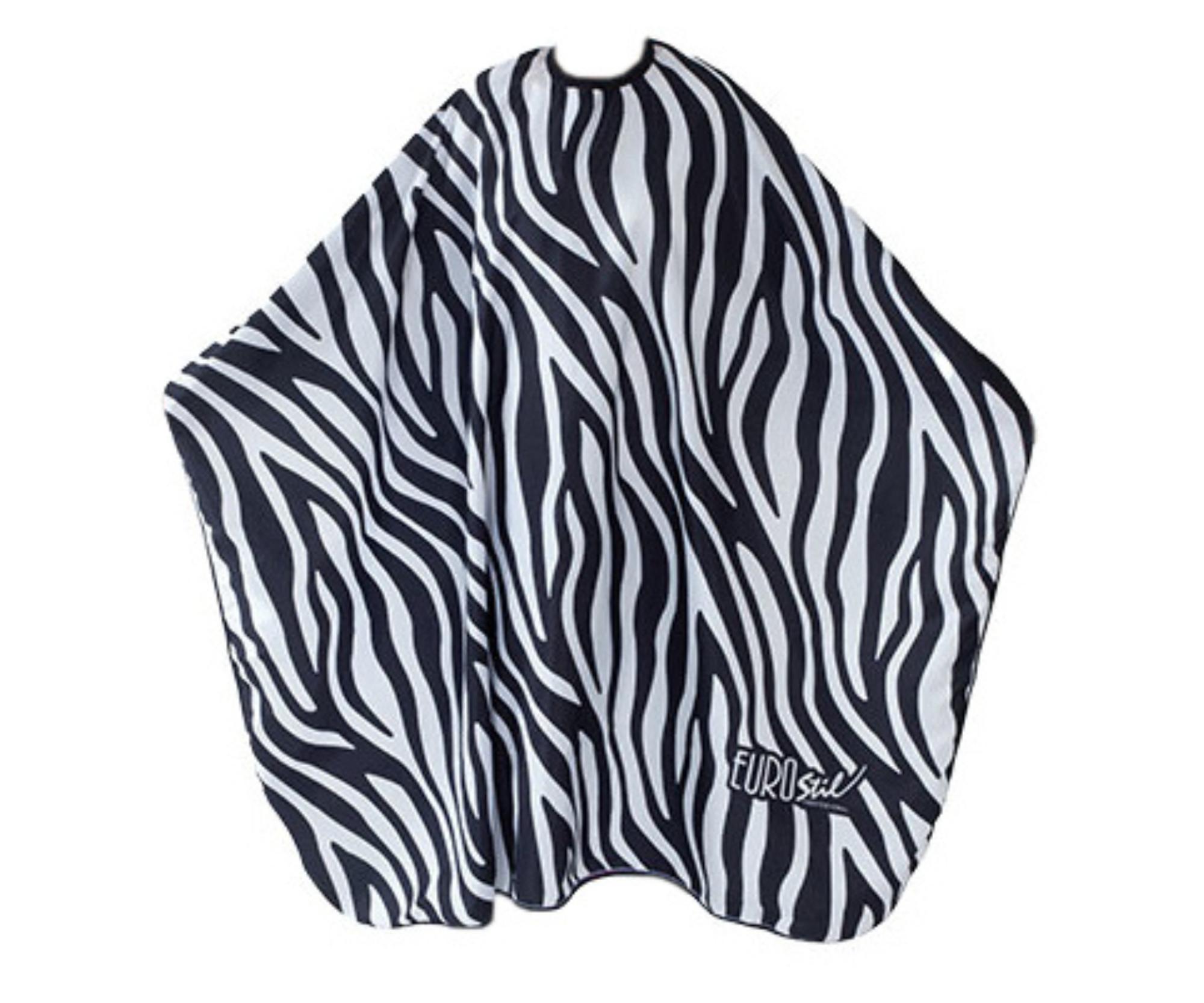 E-shop Kadernícka pláštenka na strihanie Eurostil Professional - zebra - kovový háčik + darček zadarmo