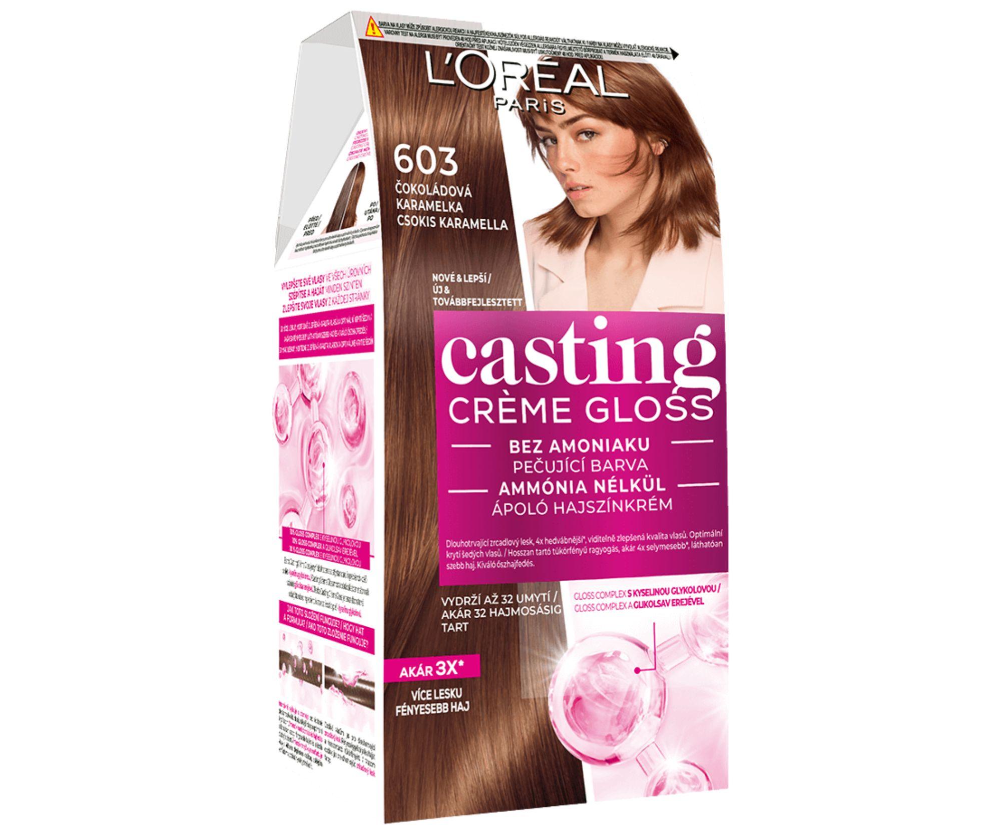 E-shop Preliv bez amoniaku Loréal Casting Créme Gloss - 603 čokoládová karamelka - L’Oréal Paris + darček zadarmo