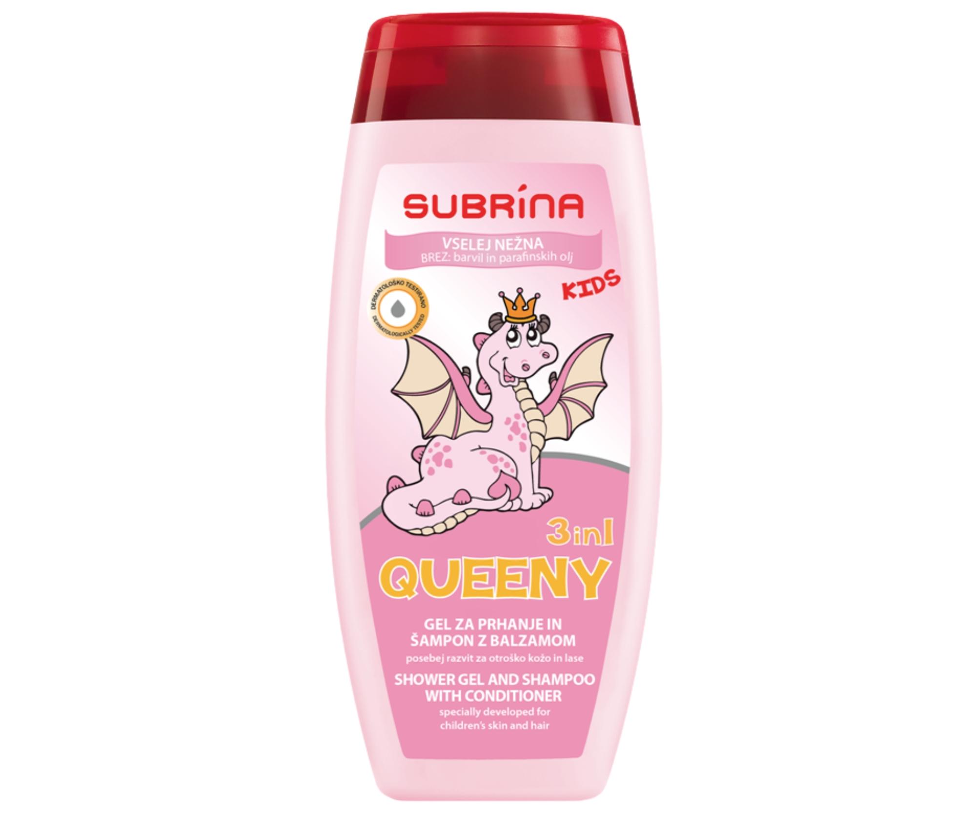 E-shop Detský sprchový gél a šampón s kondicionérom 3v1 Subrina Queeny - 250 ml + darček zadarmo