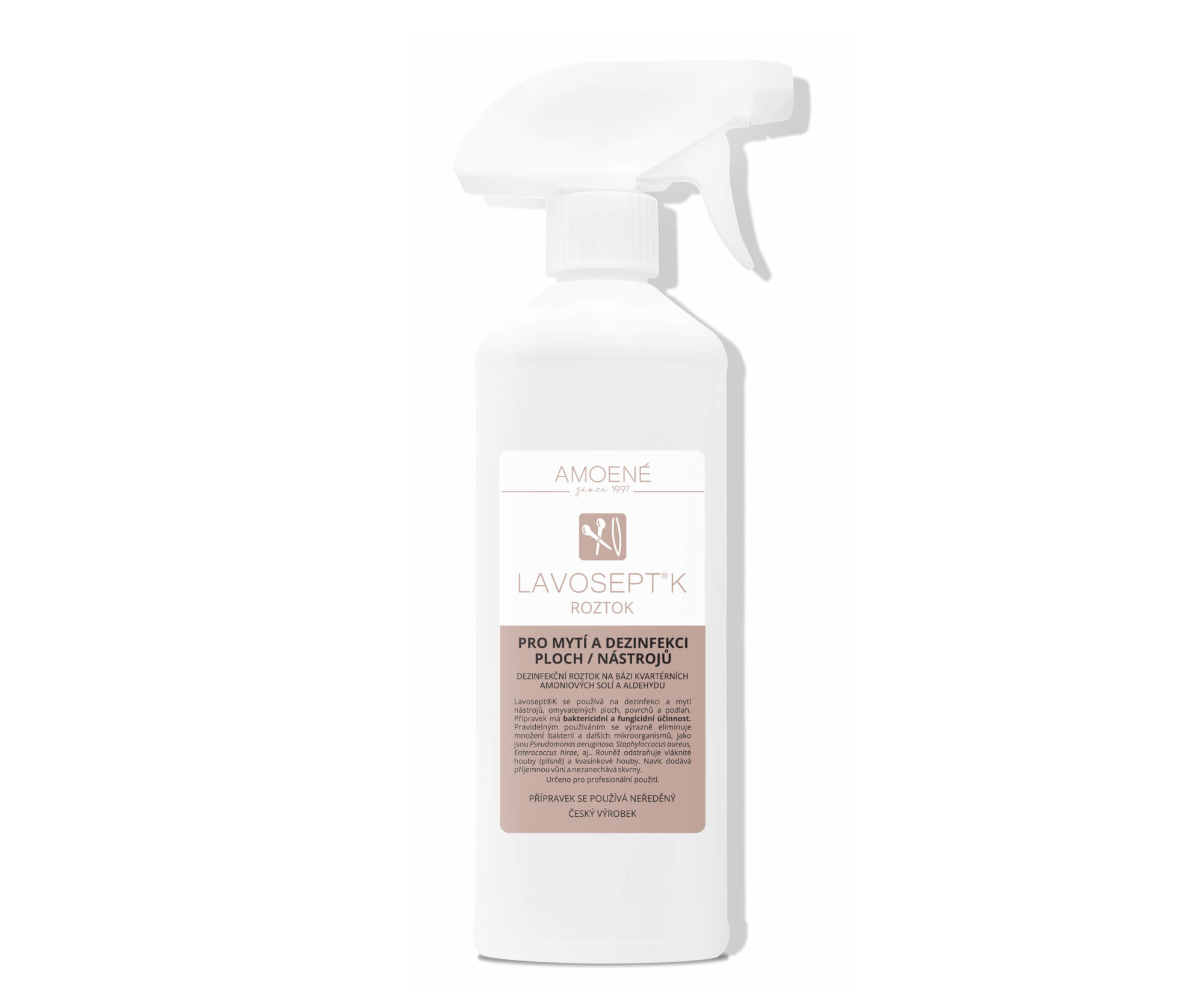 E-shop Dezinfekcia nástrojov a plôch s rozprašovačom Amoena Lavosept - trnka - 500 ml (0132T2M500P) - Amoené + darček zadarmo