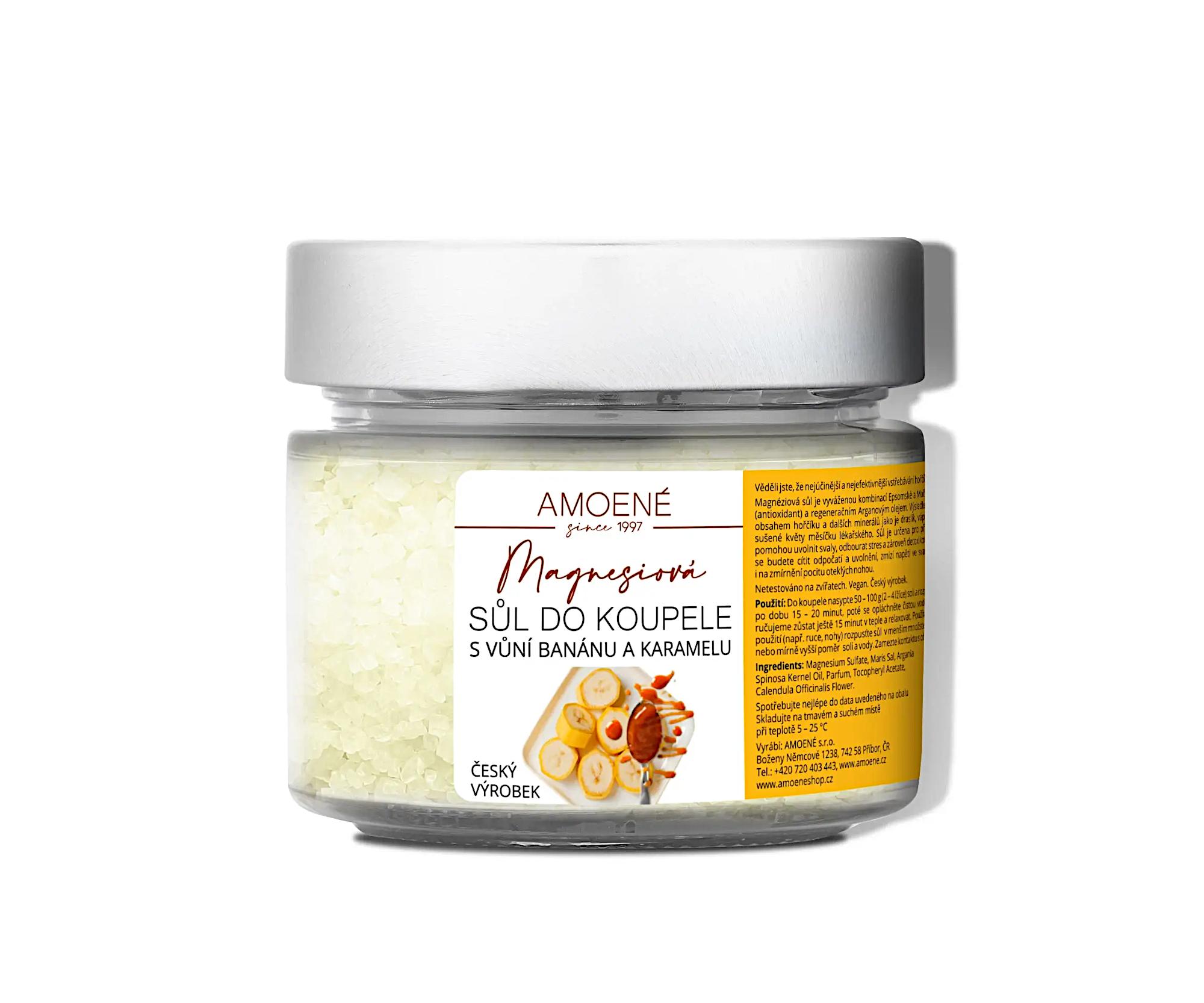 E-shop Magnéziová soľ do kúpeľa Amoené - banán a karamel, 200 g (012A5MSBK) + darček zadarmo
