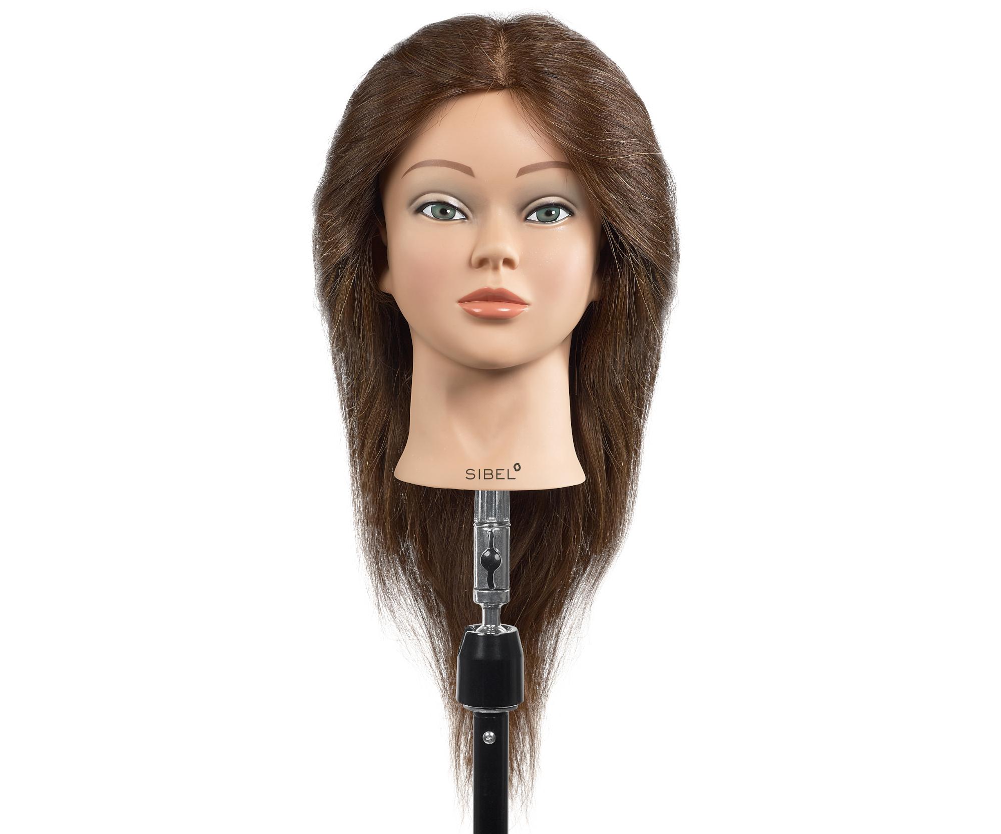 E-shop Cvičná hlava s prírodnými vlasmi Sibel Anna - hnedá, 15-45 cm (0040801) + darček zadarmo