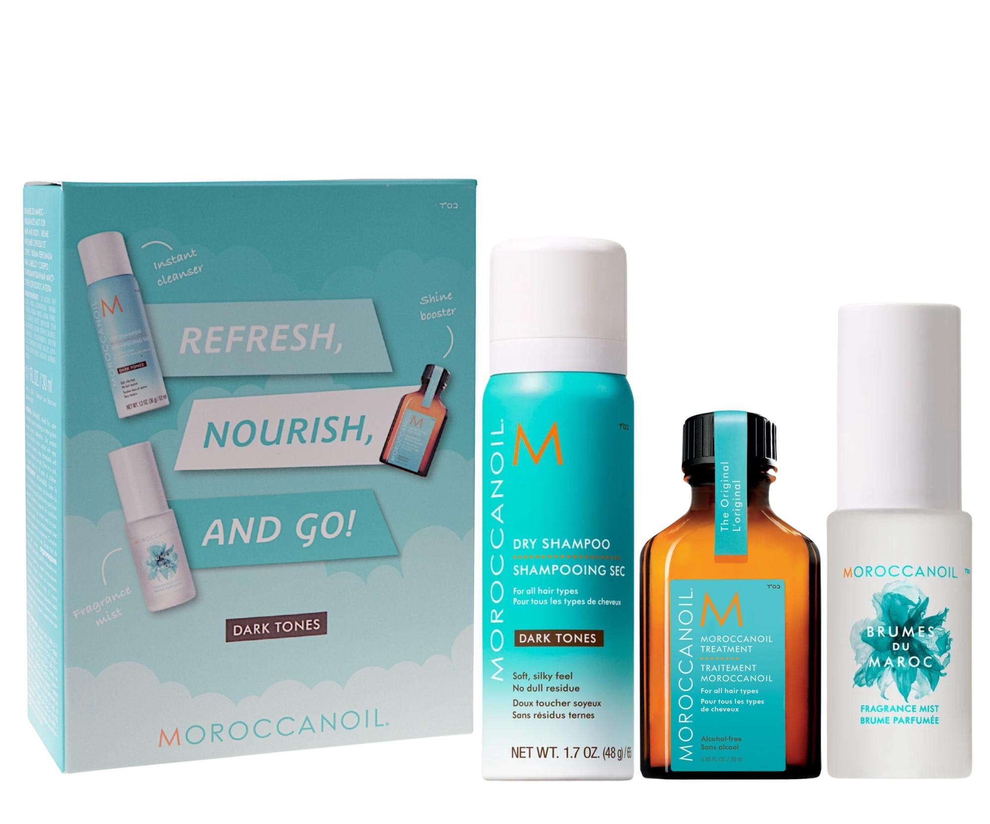 E-shop Darčeková sada na osvieženie a vyživenie tmavých odtieňov vlasov Moroccanoil Refresh Nourish And Go + darček zadarmo