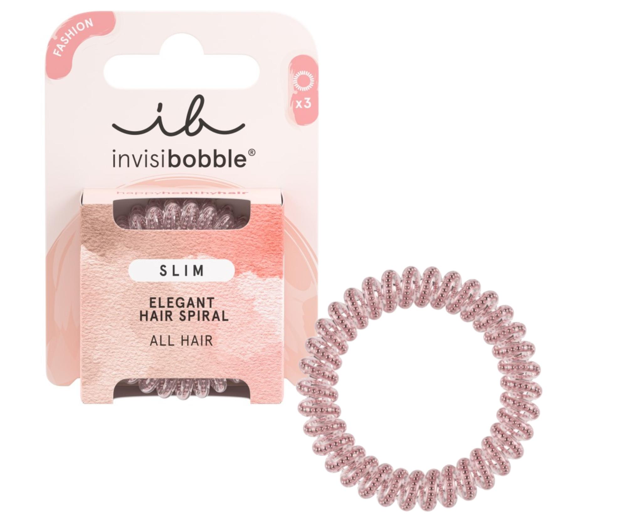 E-shop Tenká špirálová gumička do vlasov Invisibobble Slim Pink Monocle - ružová, 3 ks + darček zadarmo