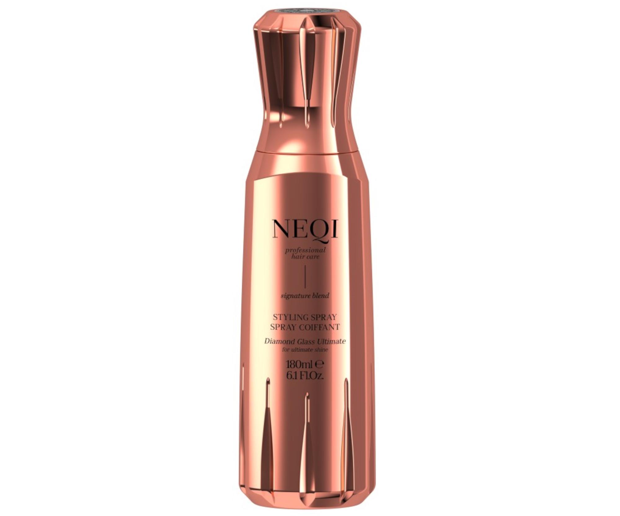 E-shop Stylingový termoochranný sprej pre lesk a hladký vzhľad všetkých typov vlasov Neqi Styling Spray Diamond Glass Ultimate - 180 ml + darček zadarmo