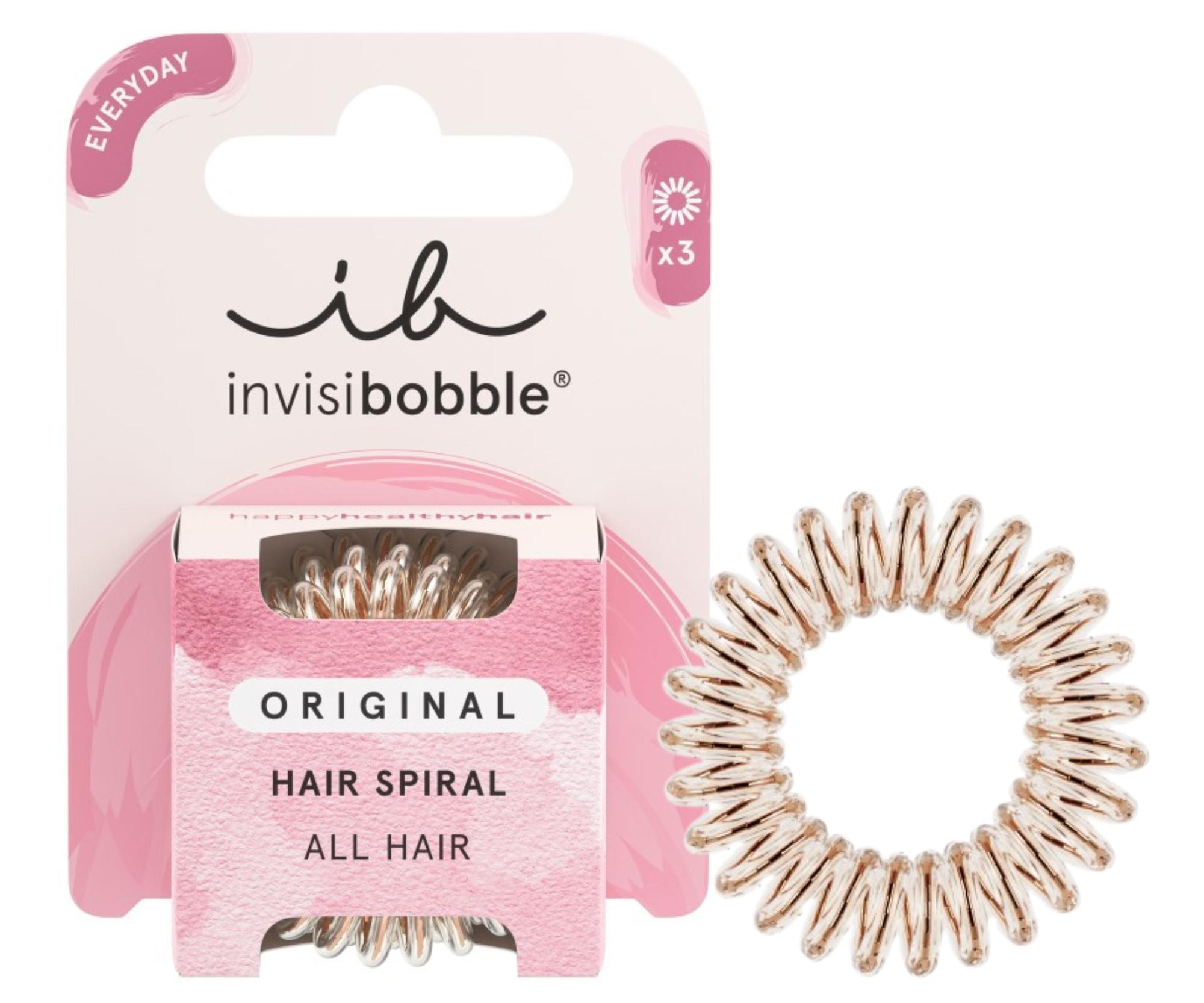 E-shop Špirálová gumička do vlasov Invisibobble Original Bronze Me Pretty - bronzová, 3 ks + darček zadarmo
