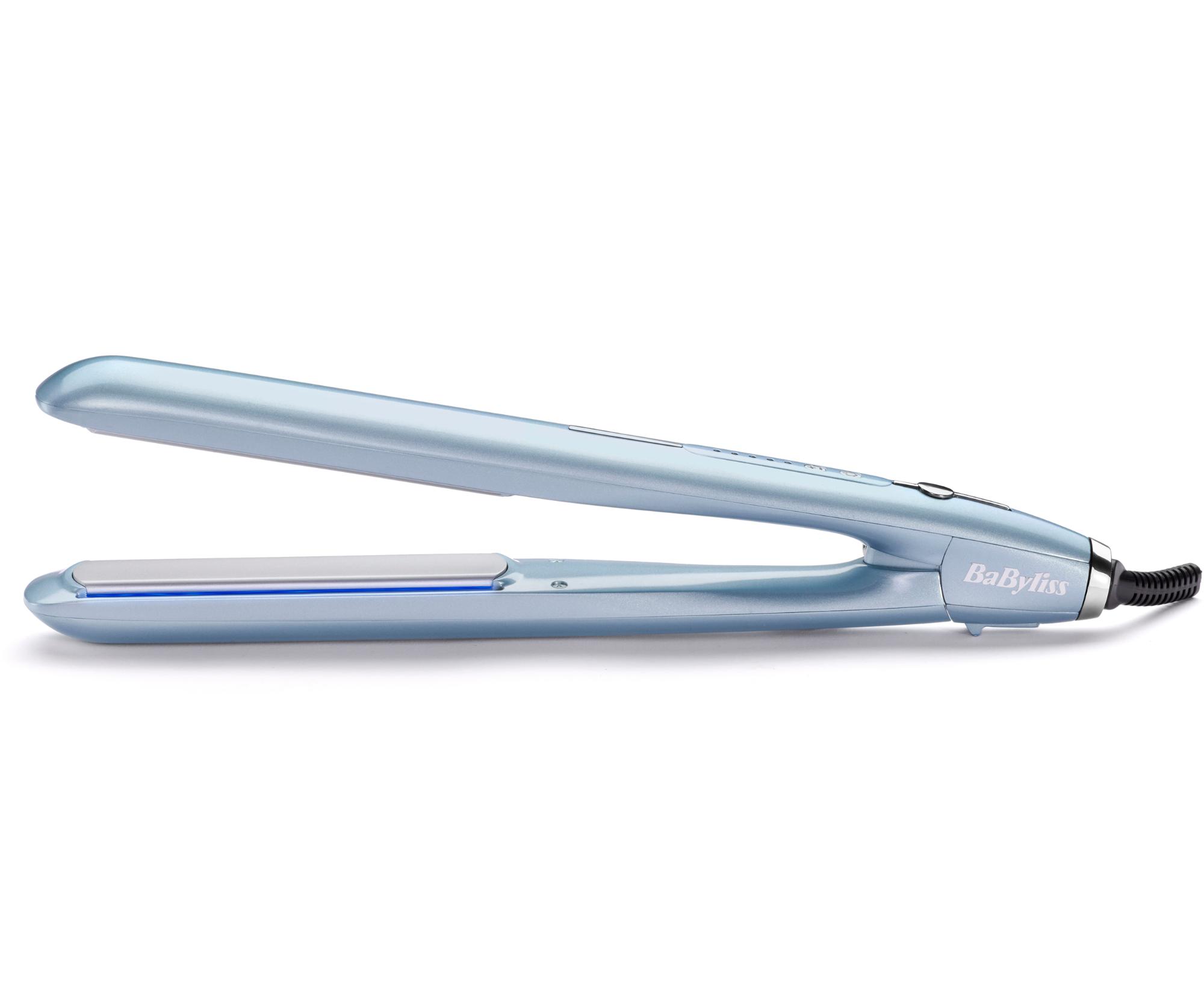 E-shop Žehlička na vlasy s duálnou ionizáciou Babyliss Hydro-Fusion Styler - svetlo modrá (ST573E) + darček zadarmo