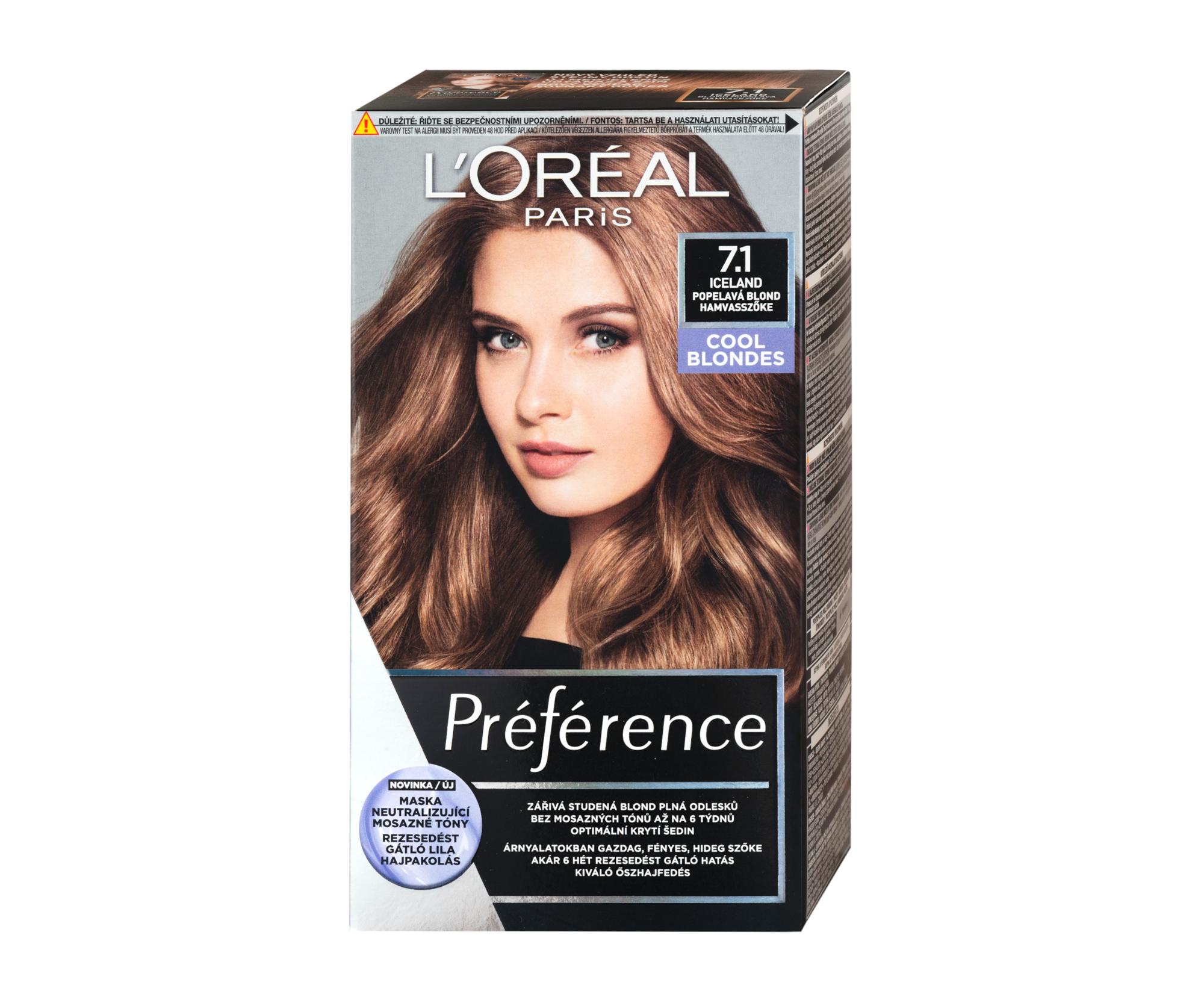 E-shop Permanentná farba Loréal Préférence 7.1 blond popolavá - L’Oréal Paris + darček zadarmo