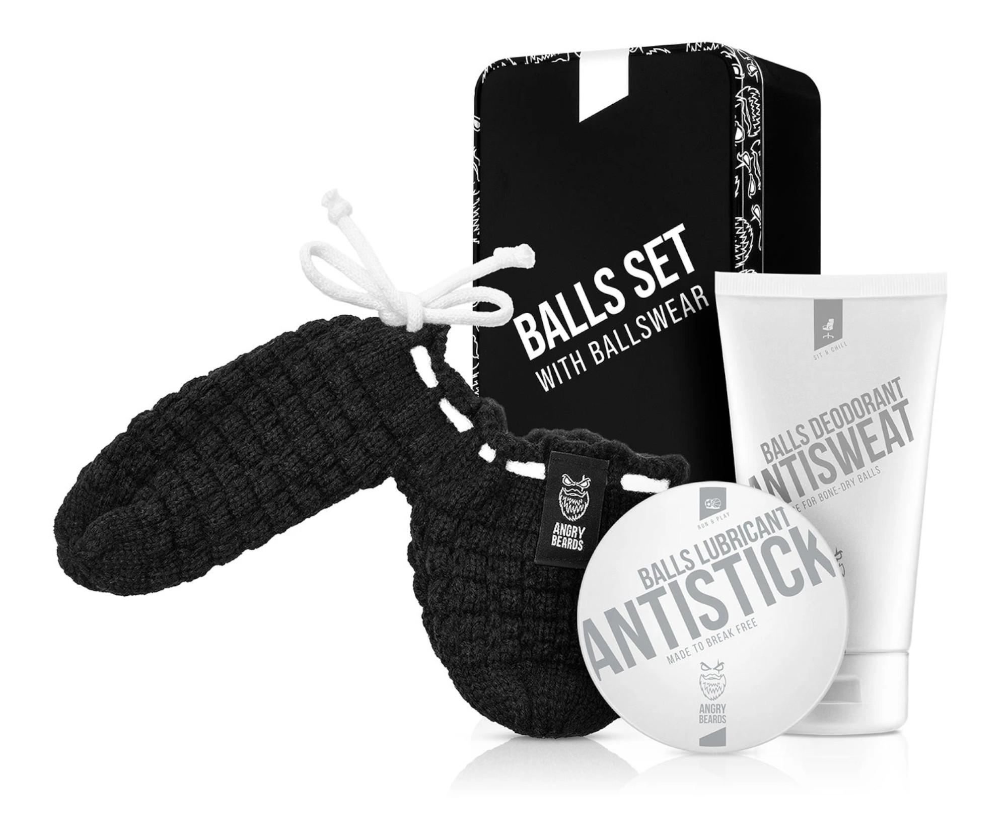 E-shop Darčeková sada starostlivosti o intímne partie pre mužov Angry Beards Balls Set With Ballswear + darček zadarmo