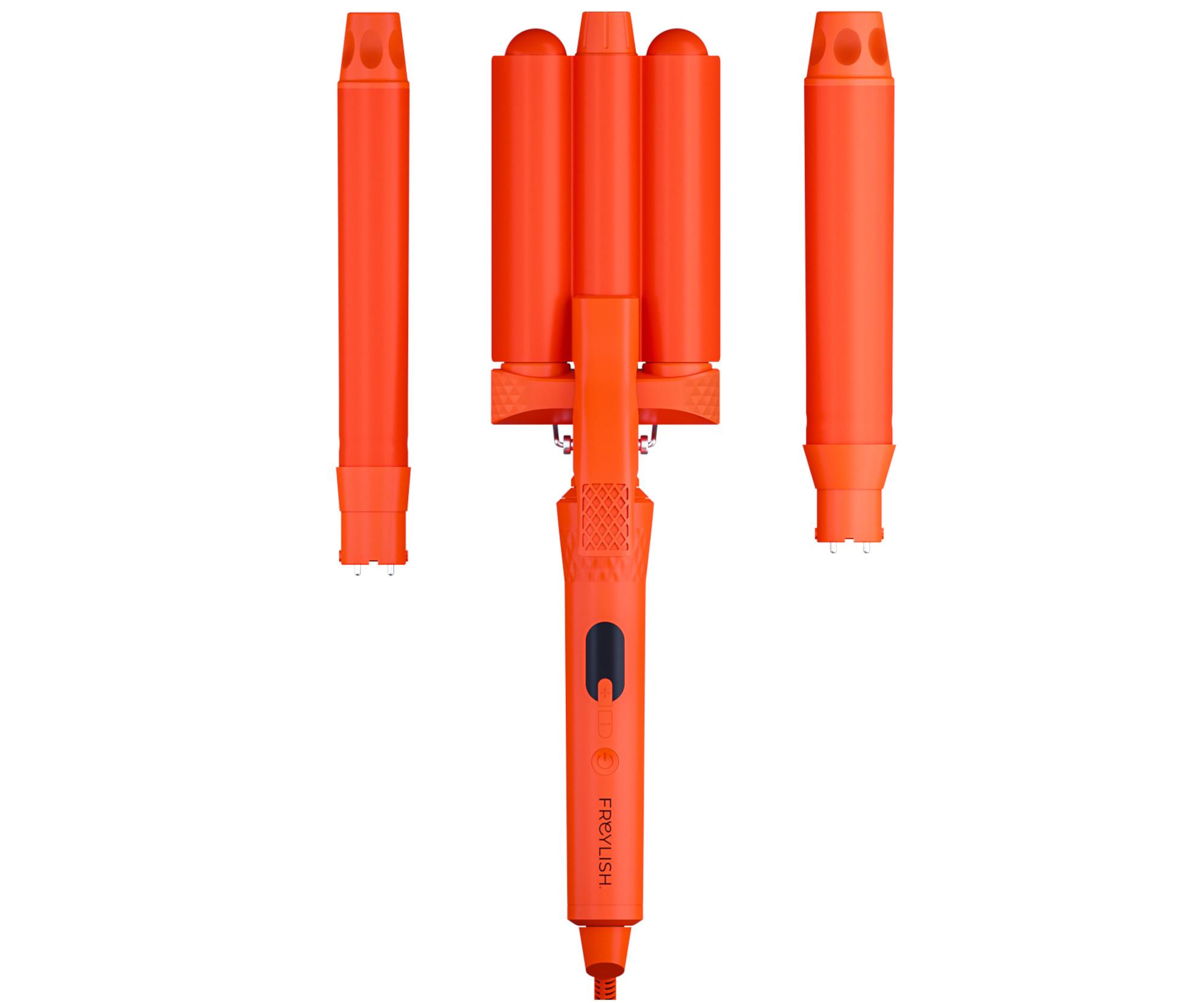 E-shop Multifunkčná trojkulma pre rôzne štýly Freylish Hair Curler Pro - 25 mm a 32 mm, oranžová + darček zadarmo