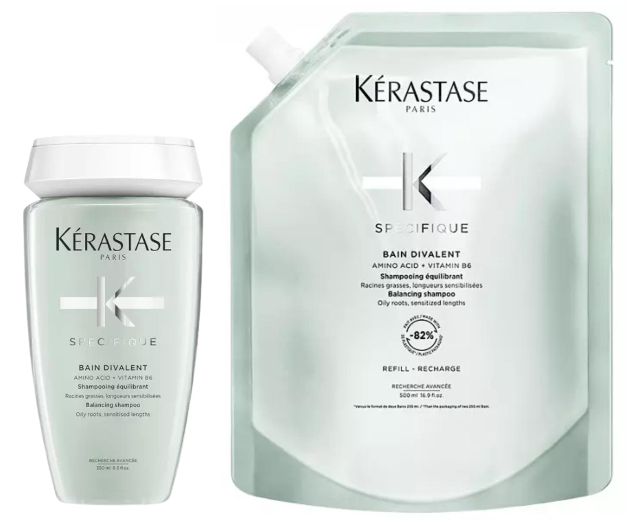 Upokojujúci šampón pre mastné korienky a scitlivené dĺžky Kérastase Specifique Divalent - 250 ml + náhradná náplň 500 ml + darček zadarmo