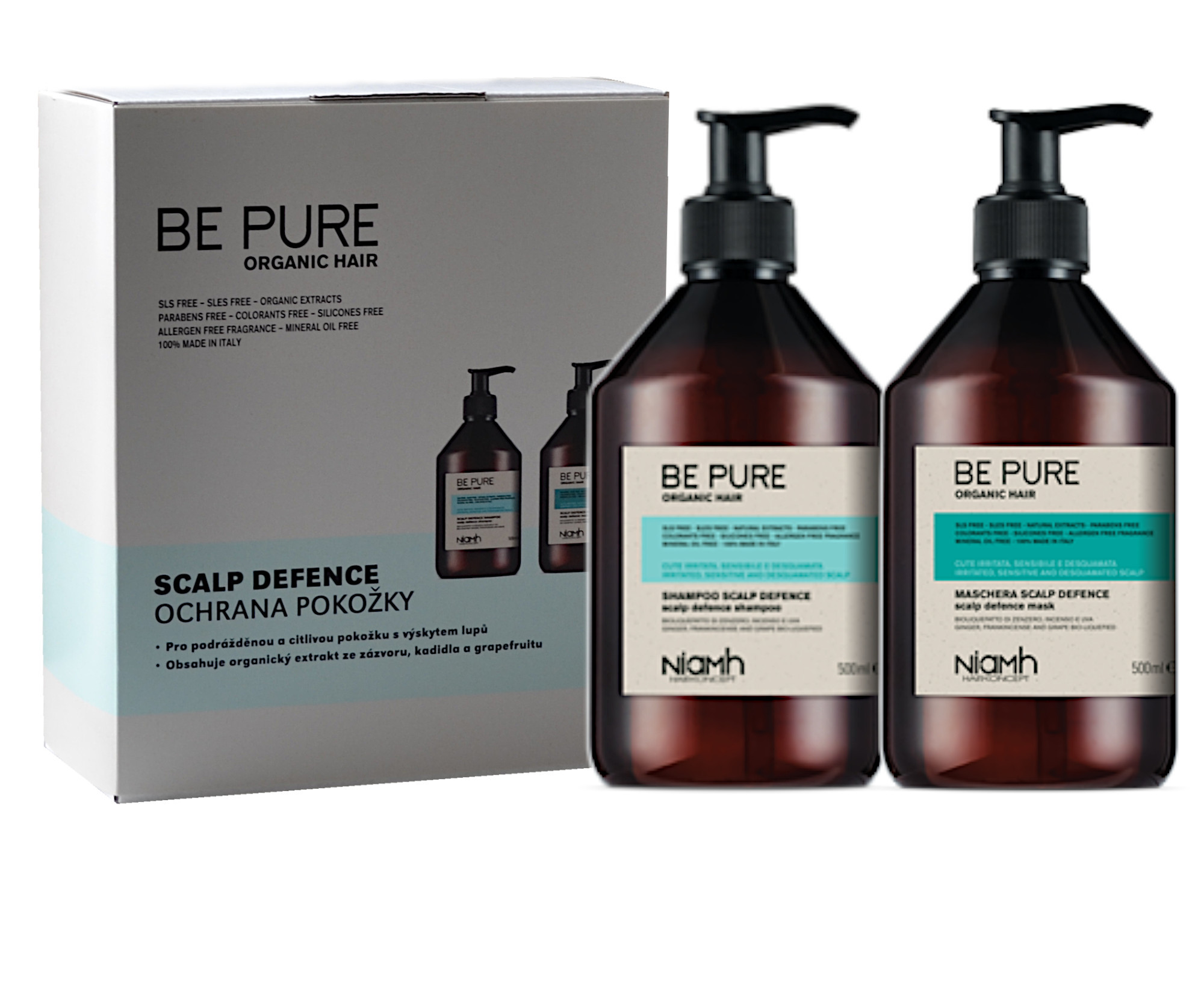 E-shop Darčeková sada na upokojenie pokožky Niamh Be Pure Scalp Defence (1369B) + darček zadarmo