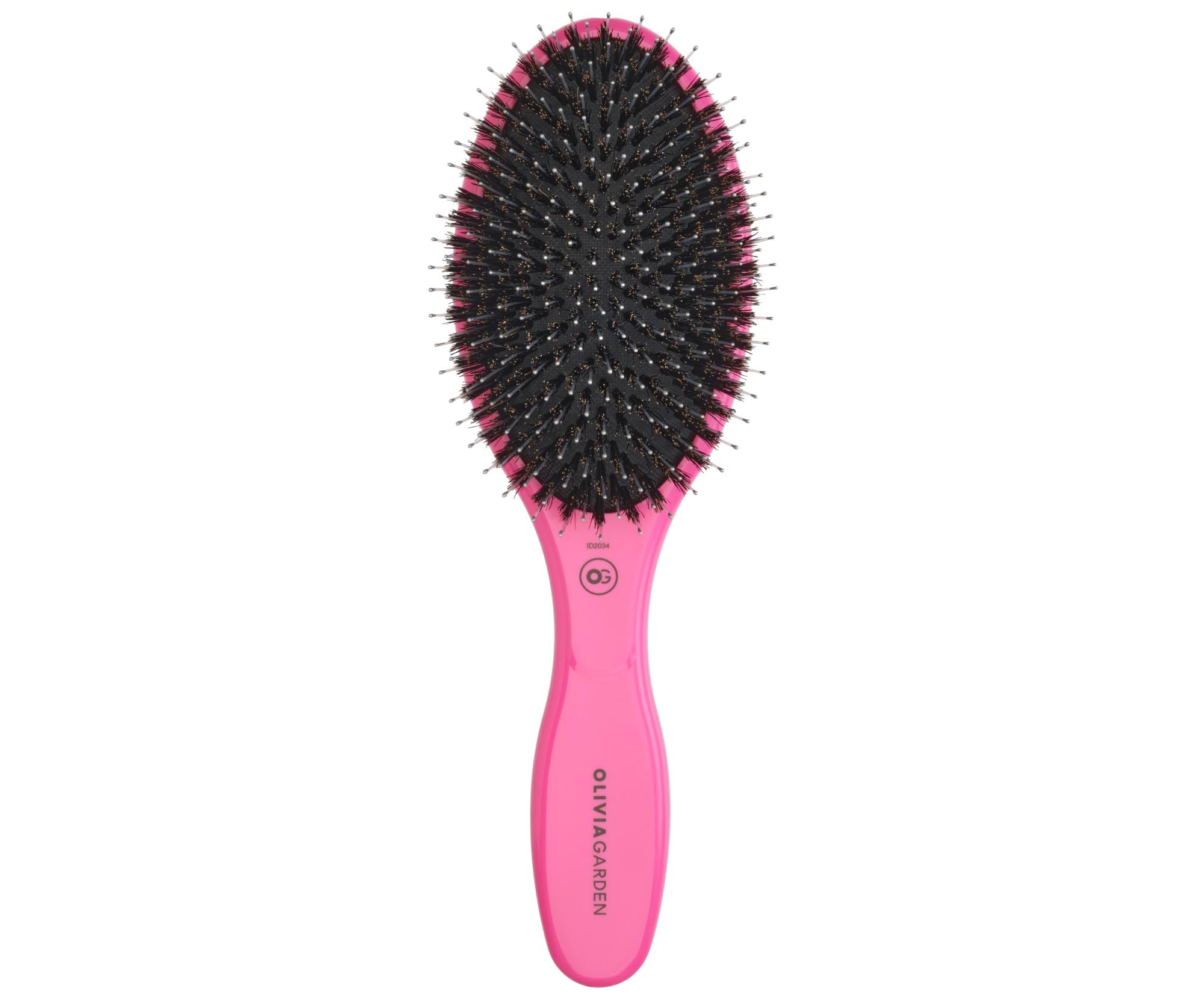 E-shop Oválna kefa na vlasy s diviačími a nylonovými štetinami Olivia Garden Expert Care Oval - ružová + darček zadarmo
