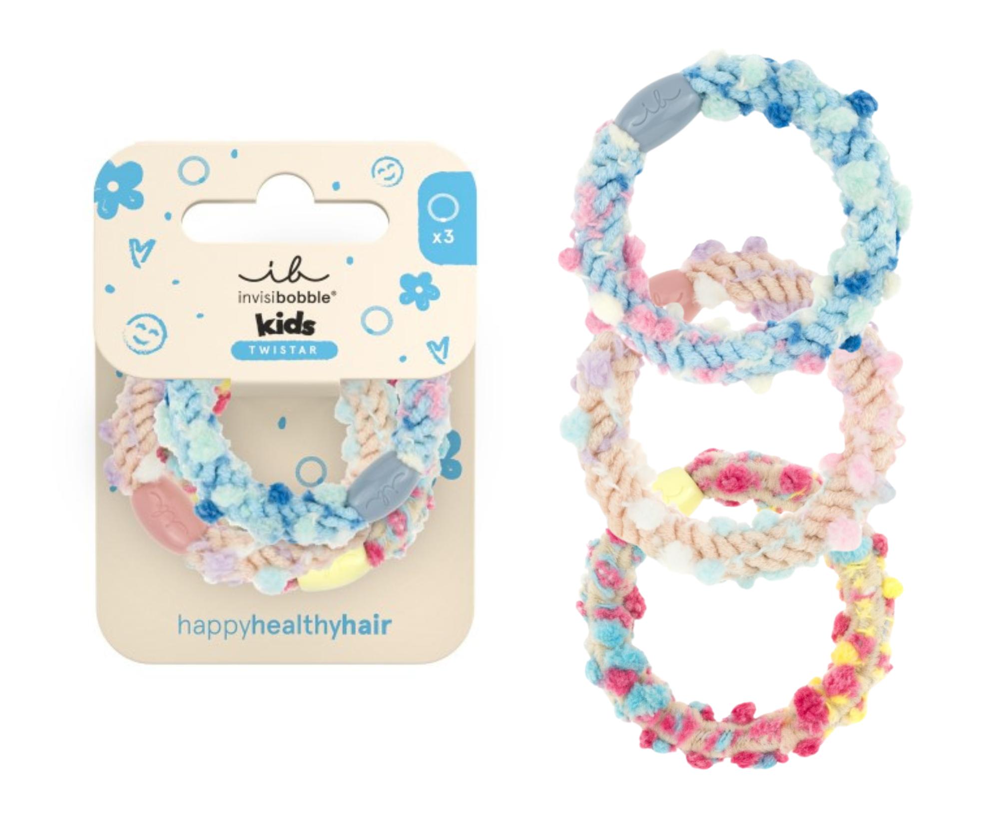 E-shop Sada ozdobných gumičiek do vlasov Invisibobble Kids Twistar Pom Pom Tie - 3 ks + darček zadarmo