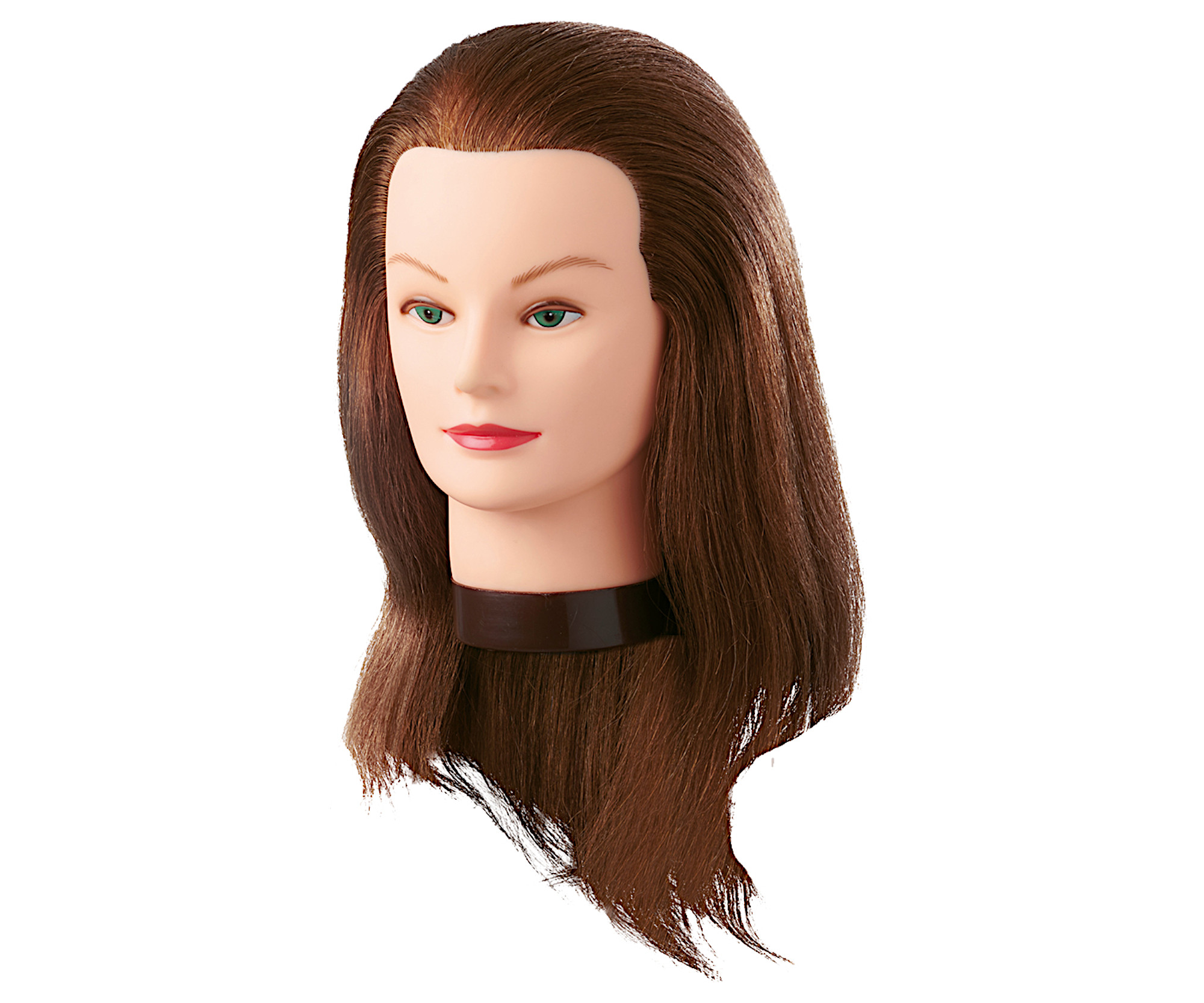 E-shop Cvičná hlava s prírodnými vlasmi Eurostil Professional Leia - svetlo hnedá, 35-40 cm (06642) + darček zadarmo
