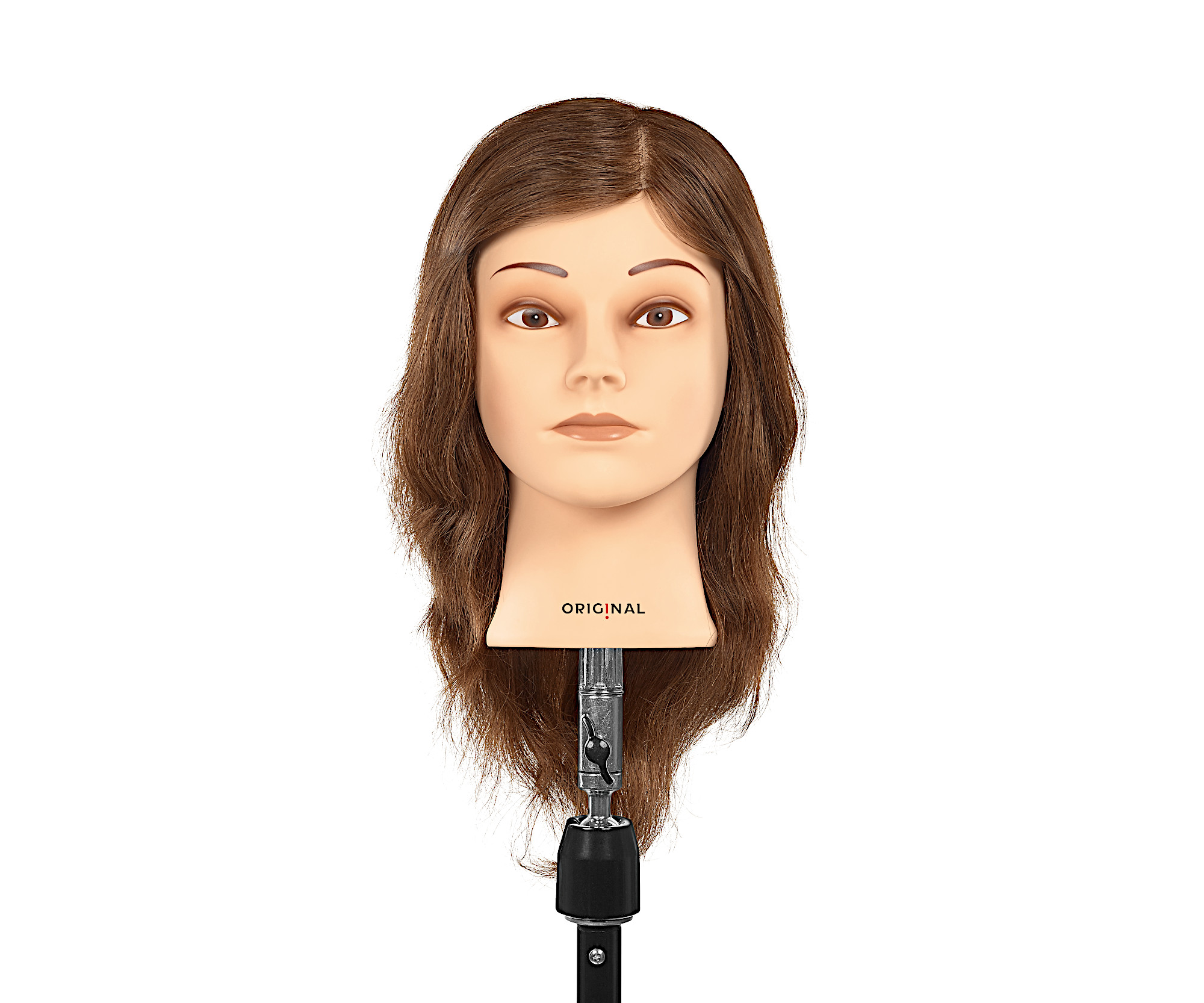 E-shop Cvičná hlava s prírodnými vlasmi Original Best Buy Lisa - stredne hnedá, 40-50 cm (P005011) + darček zadarmo