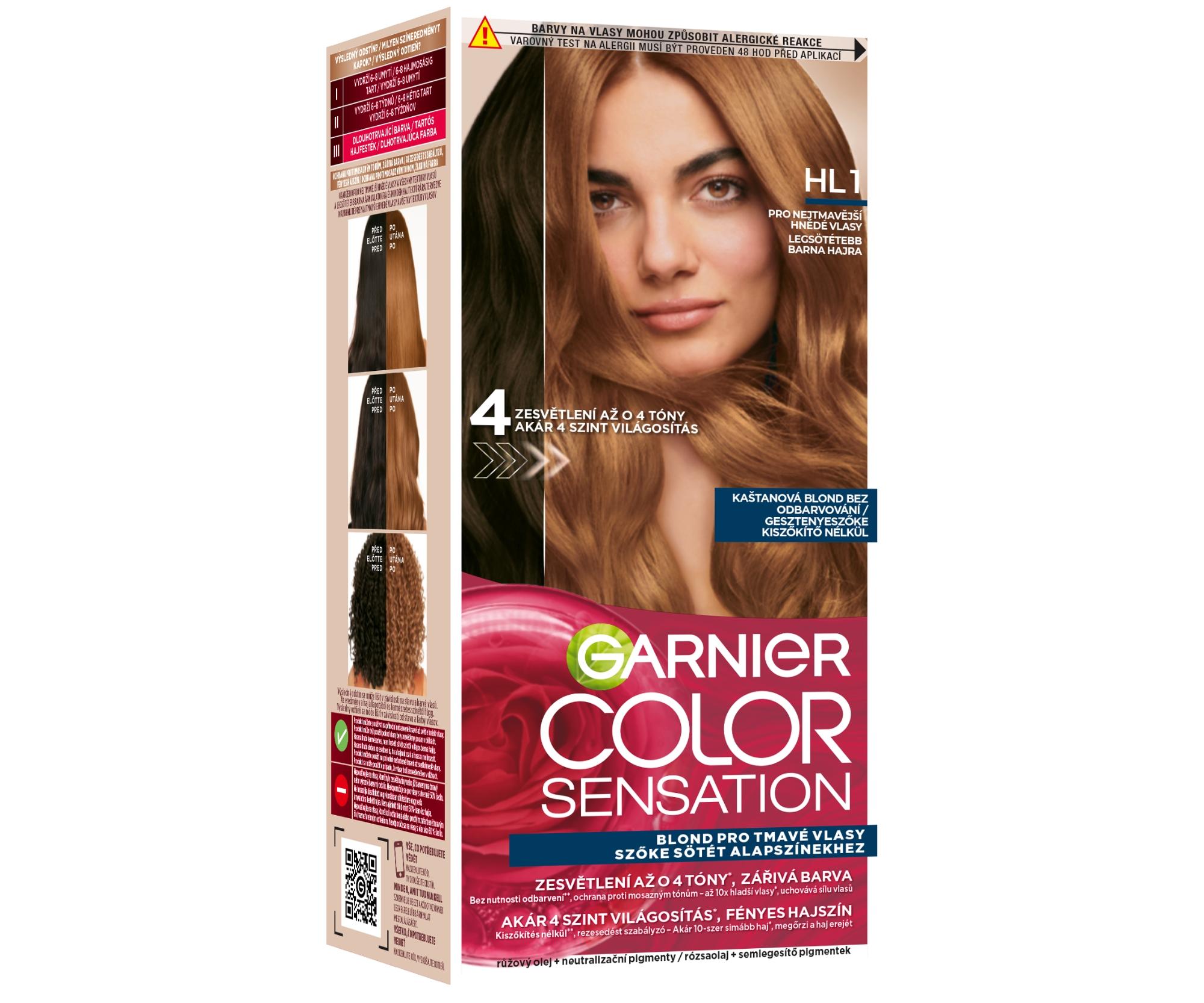 E-shop Permanentná zosvetľujúca farba na vlasy Garnier Color Sensation - HL1 gaštanová blond + darček zadarmo