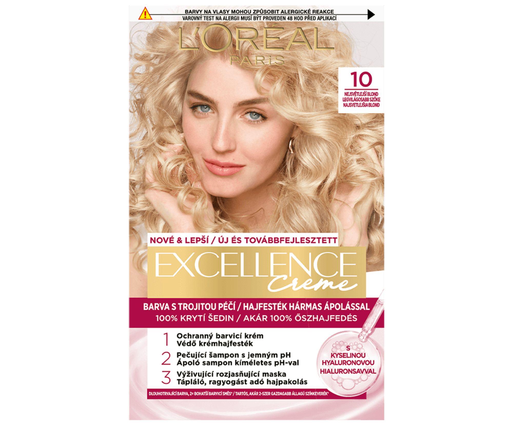 E-shop Permanentná farba Loréal Excellence 10 najsvetlejšia blond - L’Oréal Paris + darček zadarmo