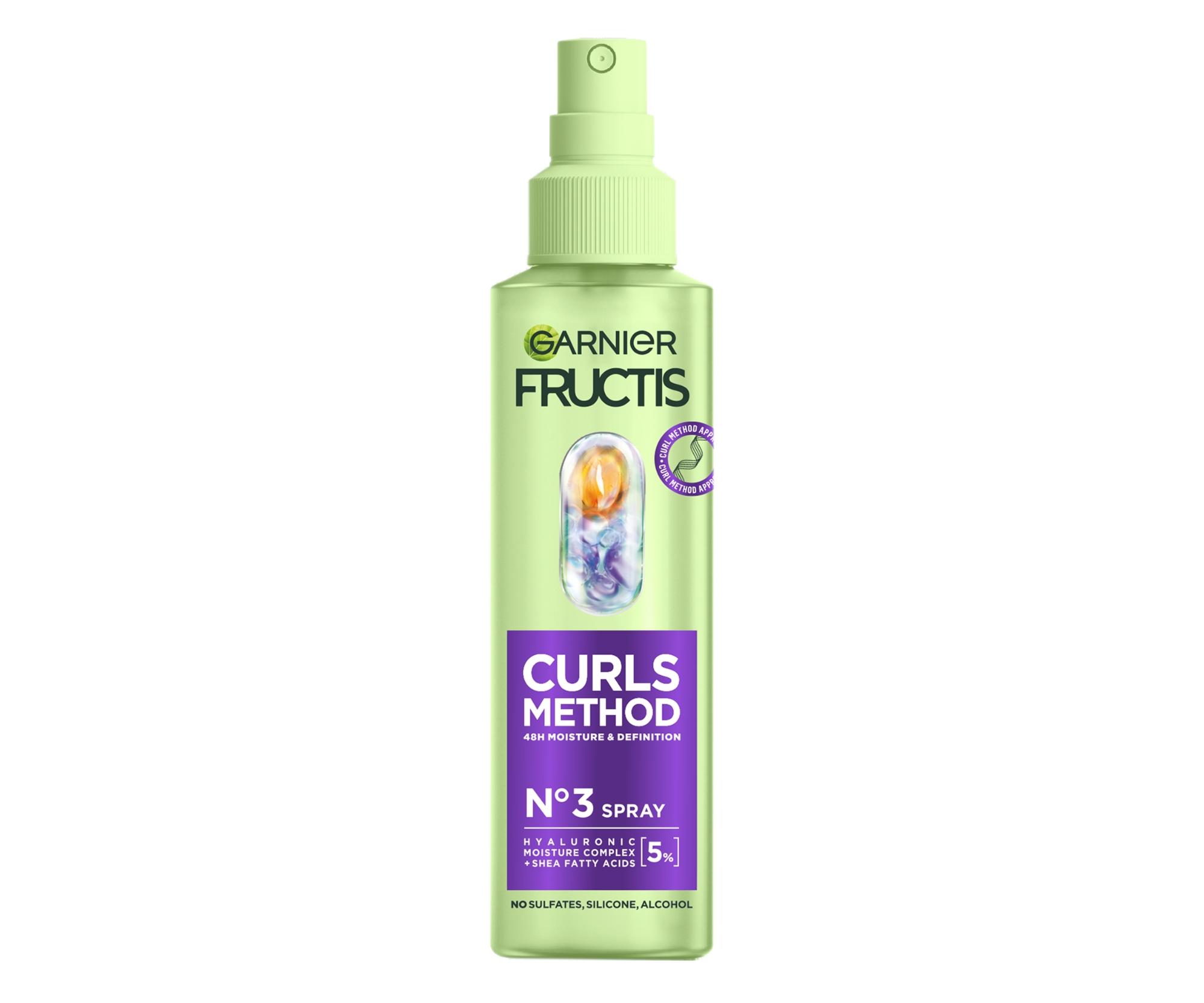 E-shop Hydratačný osviežujúci sprej pre suché vlnité a kučeravé vlasy Garnier Fructis Method For Curls N°3 Spray - 150 ml + darček zadarmo