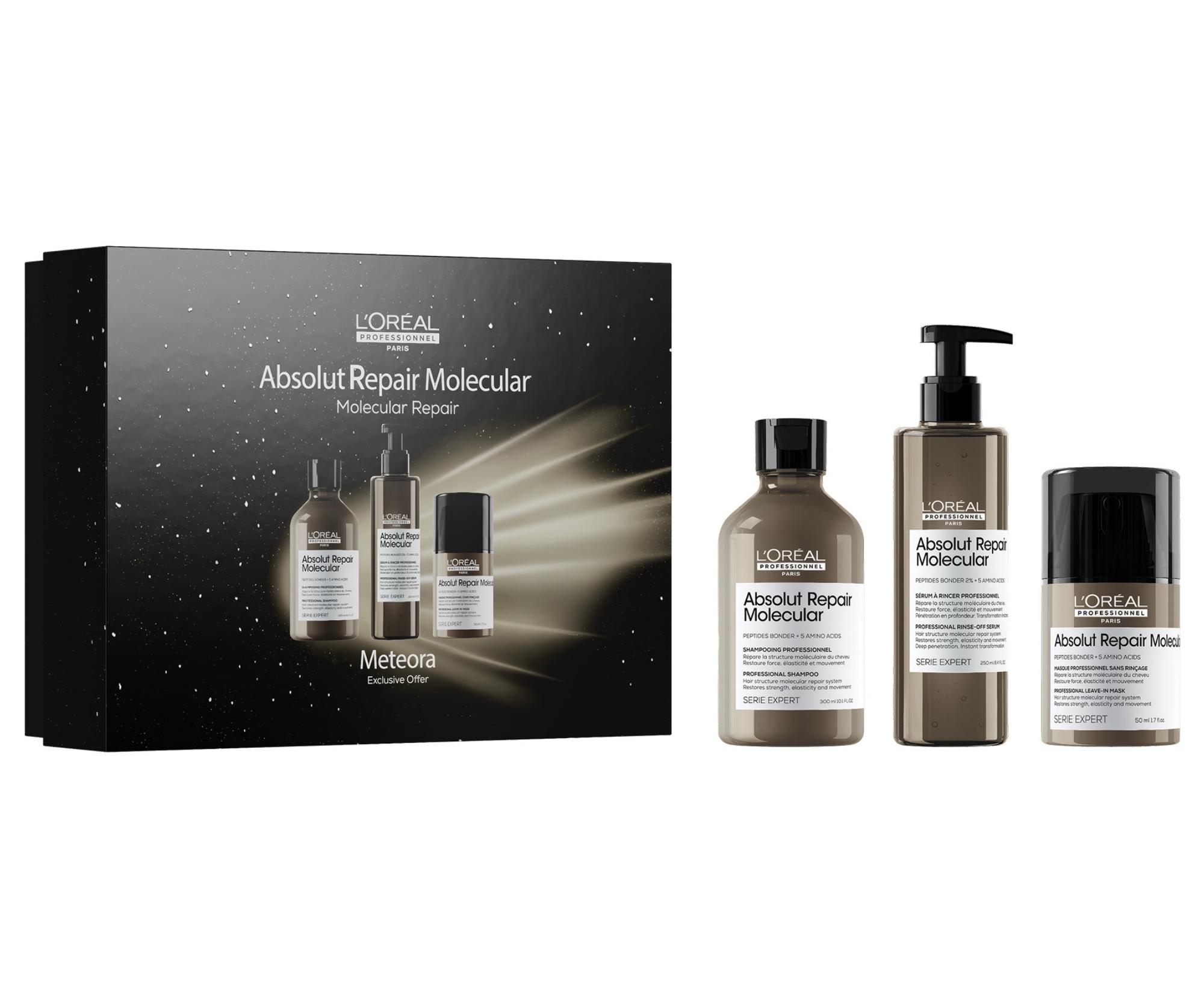 E-shop Darčeková sada pre poškodené vlasy Loréal Professionnel Serie Expert Absolut Repair Molecular Trio Meteora - L’Oréal Professionnel + darček zadarmo