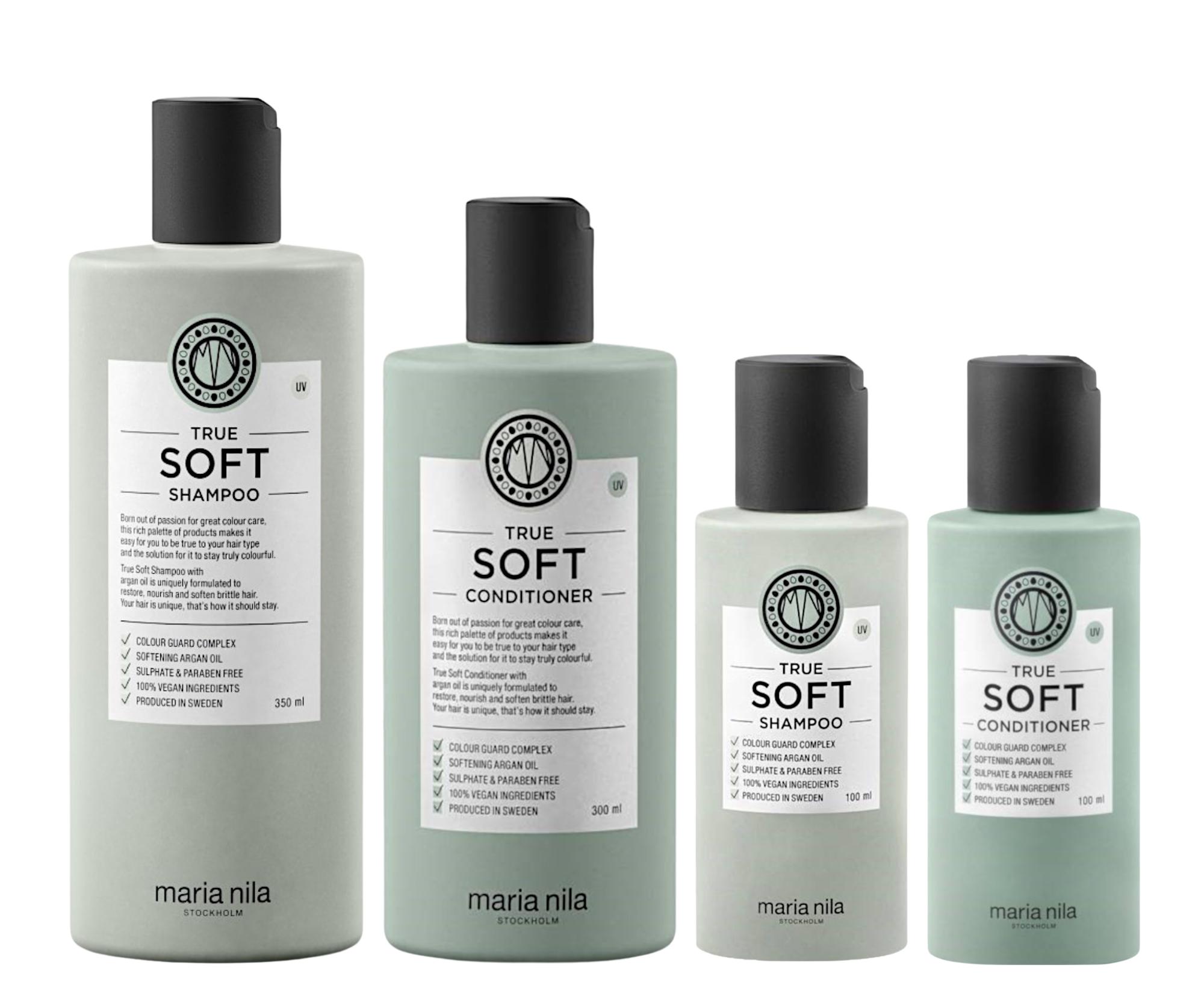 E-shop Sada pre hydratáciu suchých vlasov s arganovým olejom Maria Nila True Soft + šampón 100 ml a kondicionér 100 ml zadarmo + darček zadarmo