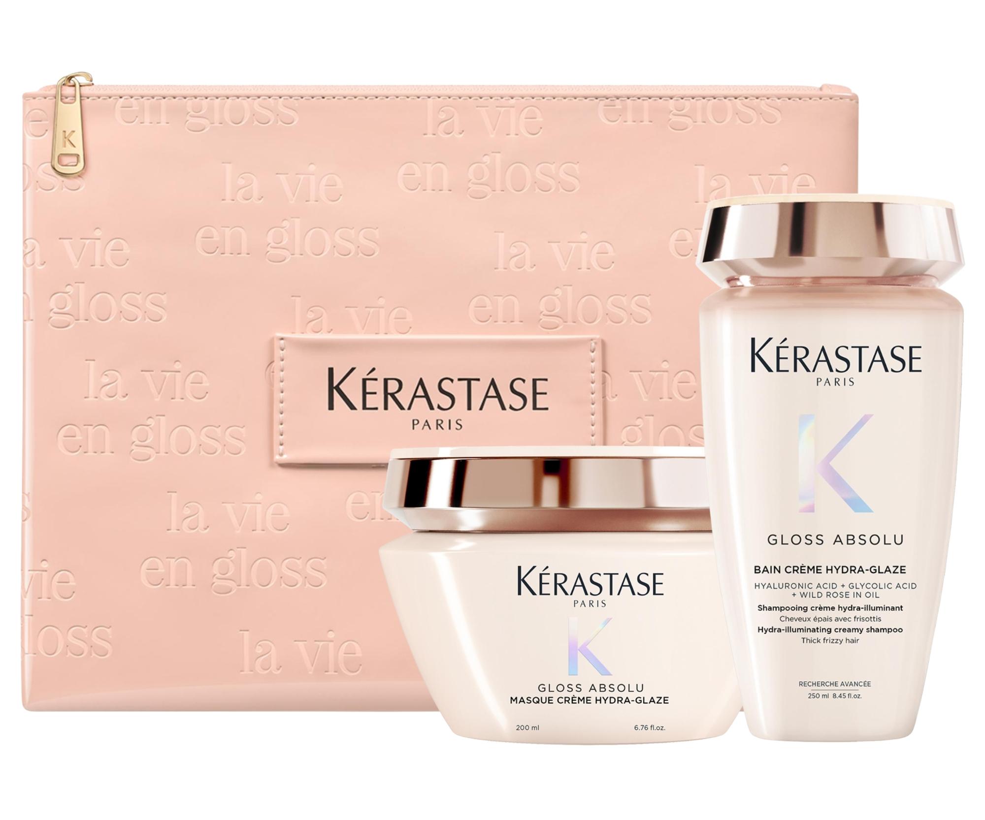 Sada na hydratáciu a rozjasnenie pevných a krepatých vlasov Kérastase Gloss Absolu + taštička zadarmo + darček zadarmo