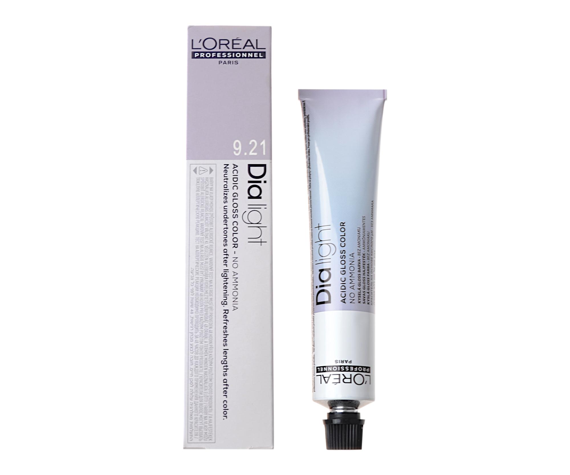 E-shop Preliv na vlasy Loréal Dialight 50 ml - odtieň 9.21 veľmi svetlý dúhový popolavý - L’Oréal Professionnel + darček zadarmo