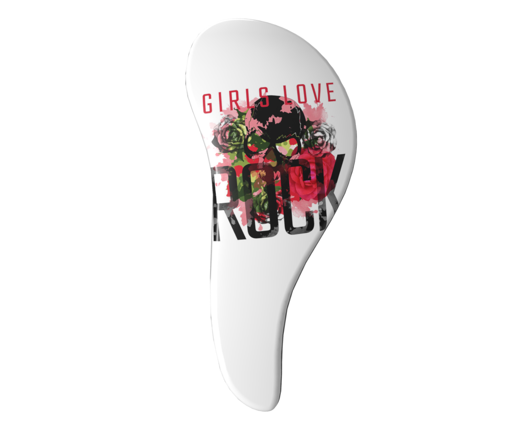 E-shop Kefa na vlasy Sibel D-méli-mélo - biela s potlačou Girls Love Rock (P005138) + darček zadarmo