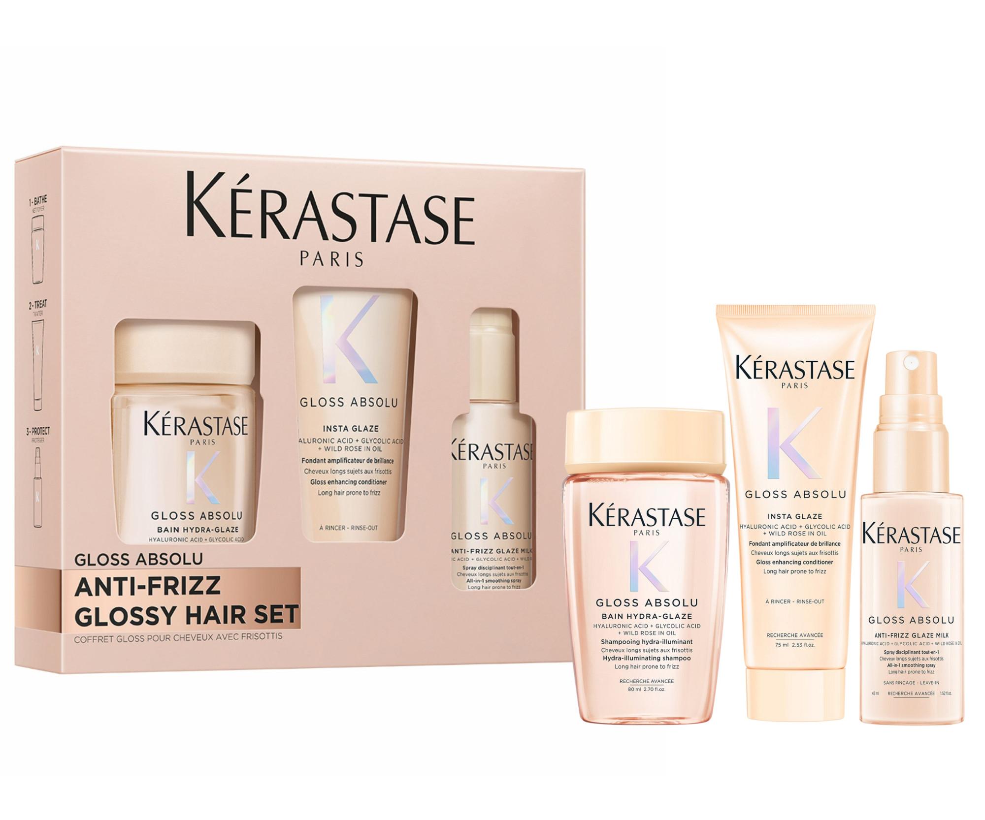 Darčeková sada pre hydratáciu a lesk vlasov so sklonom ku krepovateniu Kérastase Gloss Absolu Anti-frizz + darček zadarmo
