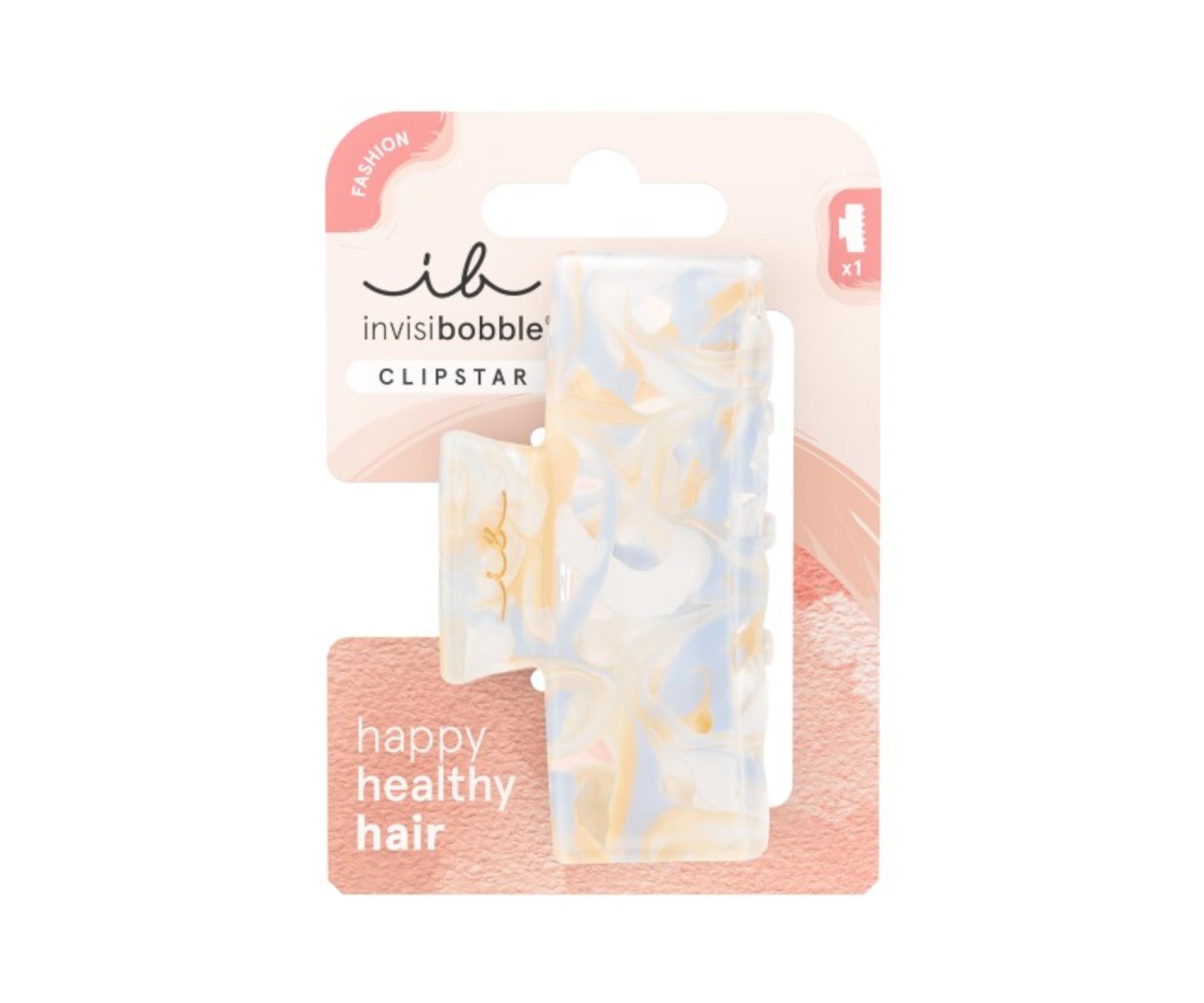 E-shop Škripec do vlasov Invisibobble Clipstar M Stylesnap - béžovomodrý s mramorovým efektom + darček zadarmo