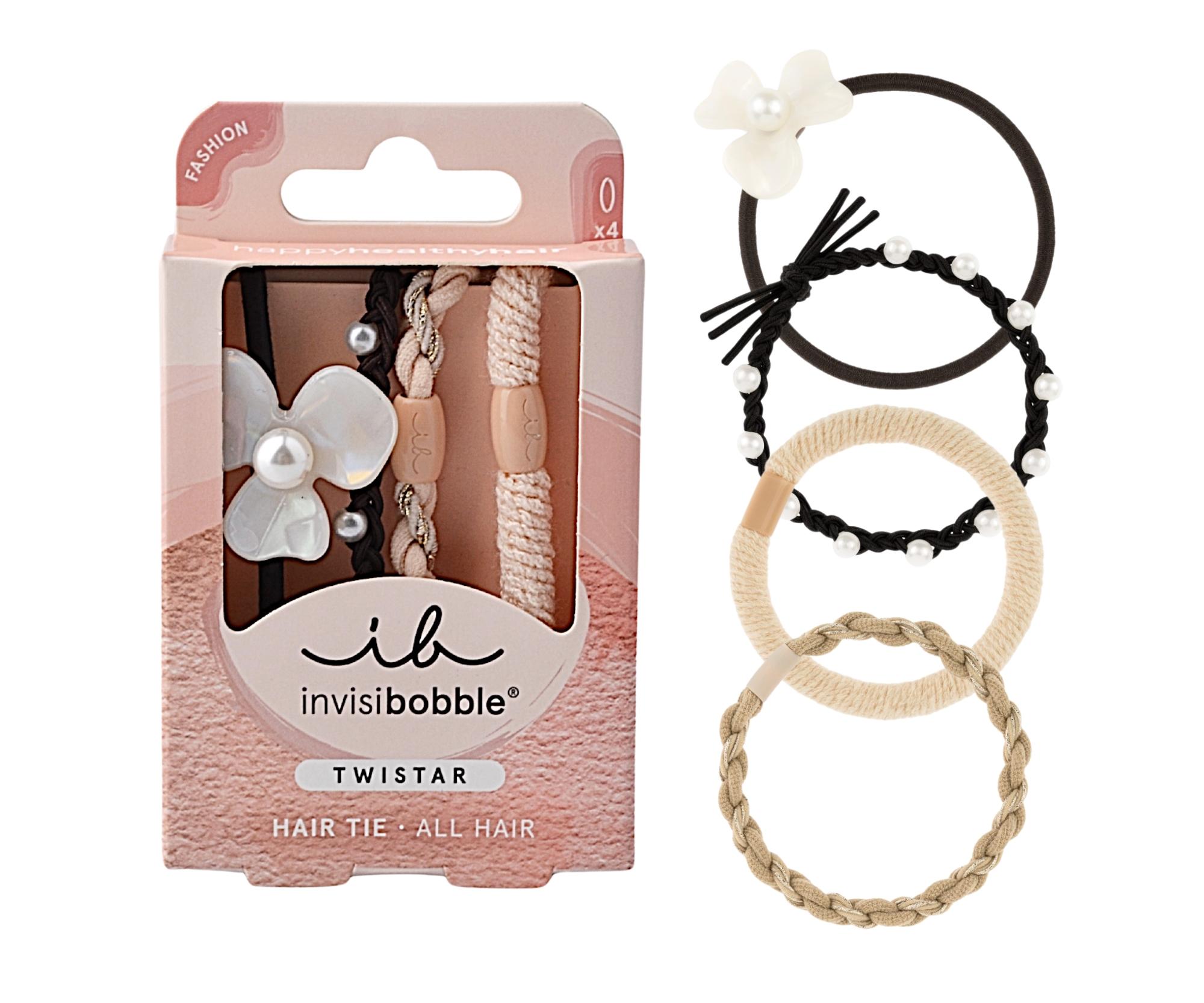 E-shop Sada ozdobných gumičiek do vlasov Invisibobble Twistar Flower Pearl - 4 ks + darček zadarmo