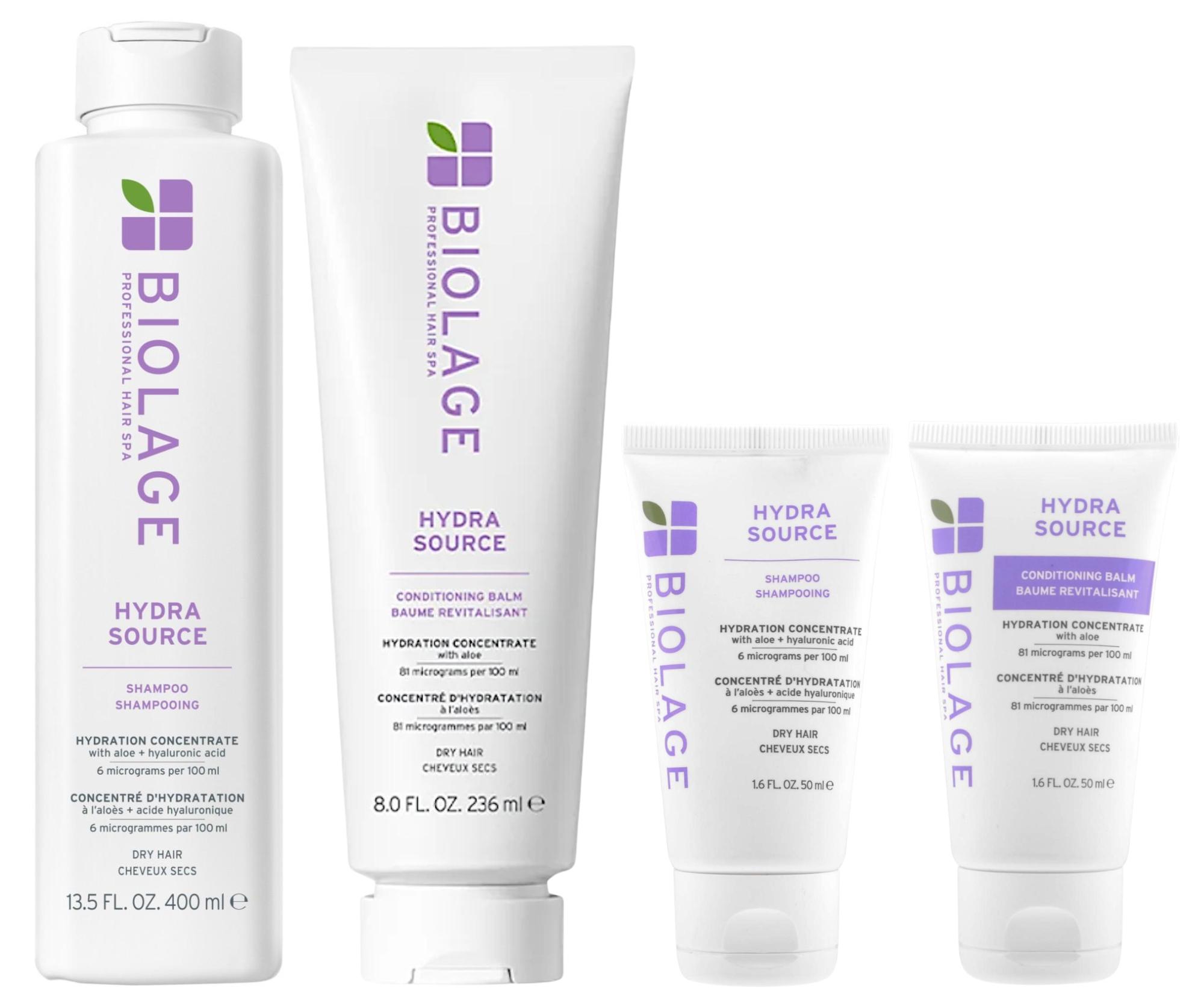 E-shop Sada hydratačného šampónu a kondicionéra pre suché vlasy Biolage Hydra Source + šampón 50 ml a kondicionér 50 ml zadarmo + darček zadarmo