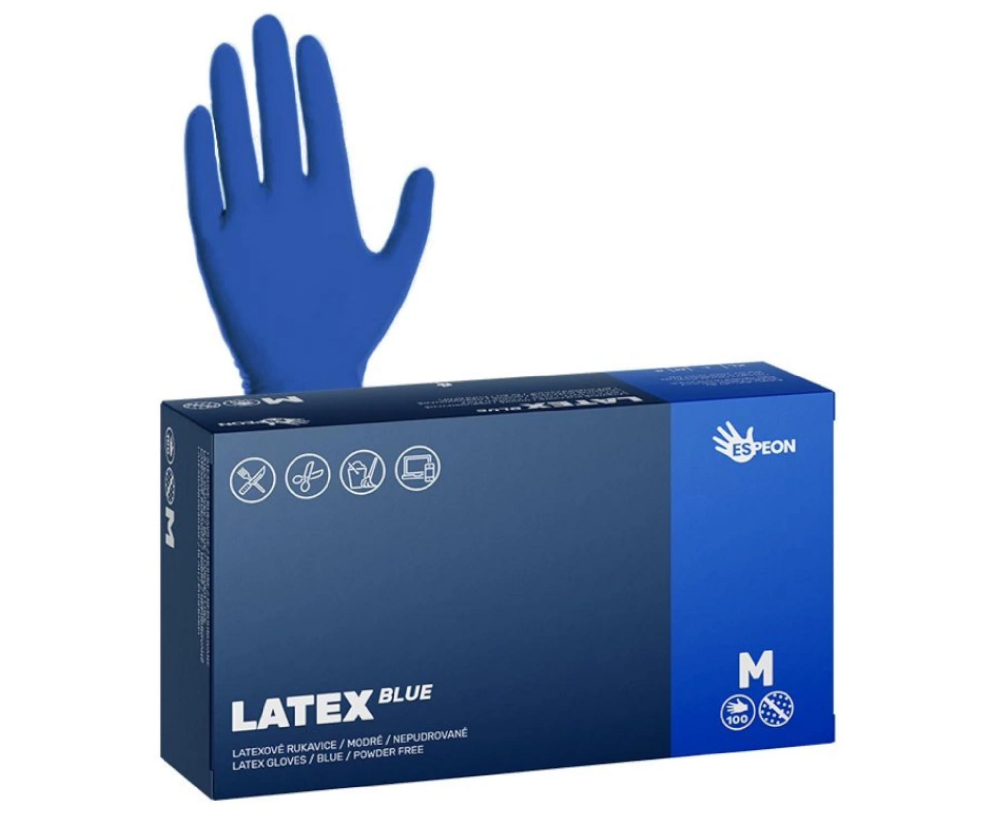 E-shop Latexové rukavice Espeon Latex Blue - 100 ks, modré, veľkosť M (100123) + darček zadarmo