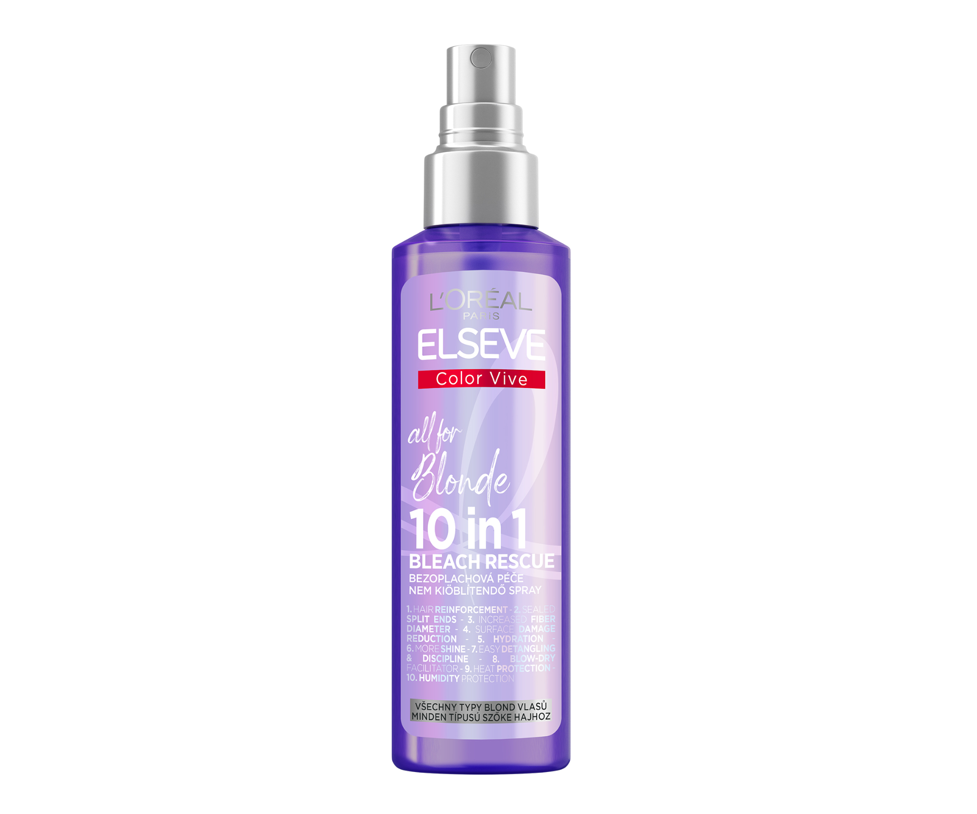 E-shop Bezoplachová starostlivosť pre blond vlasy Loréal Elseve Purple All For Blonde 10 in 1 - 150 ml - L’Oréal Paris + darček zadarmo