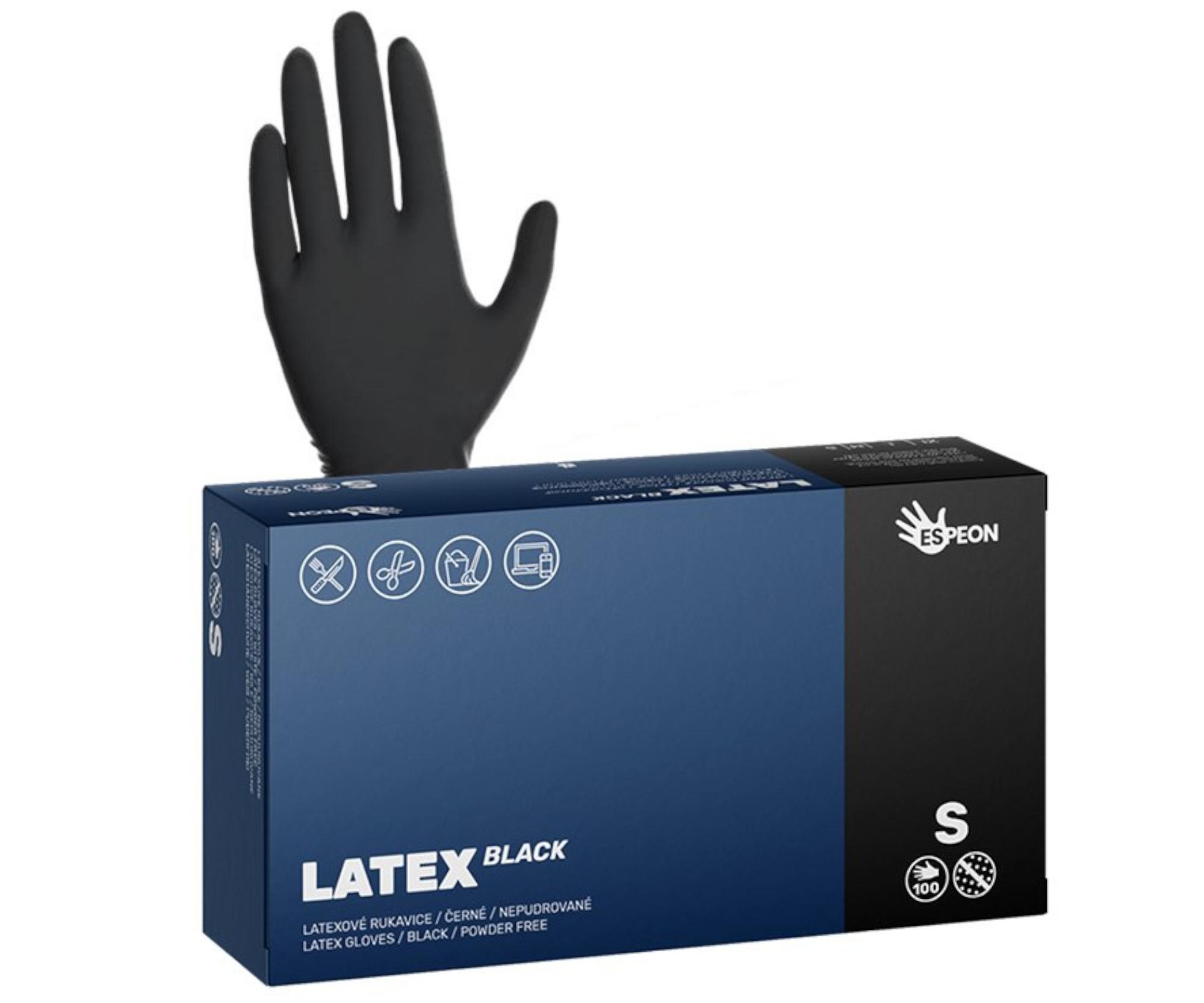 E-shop Latexové rukavice Espeon Latex Black - 100 ks, čierne, veľkosť S (100067) + darček zadarmo