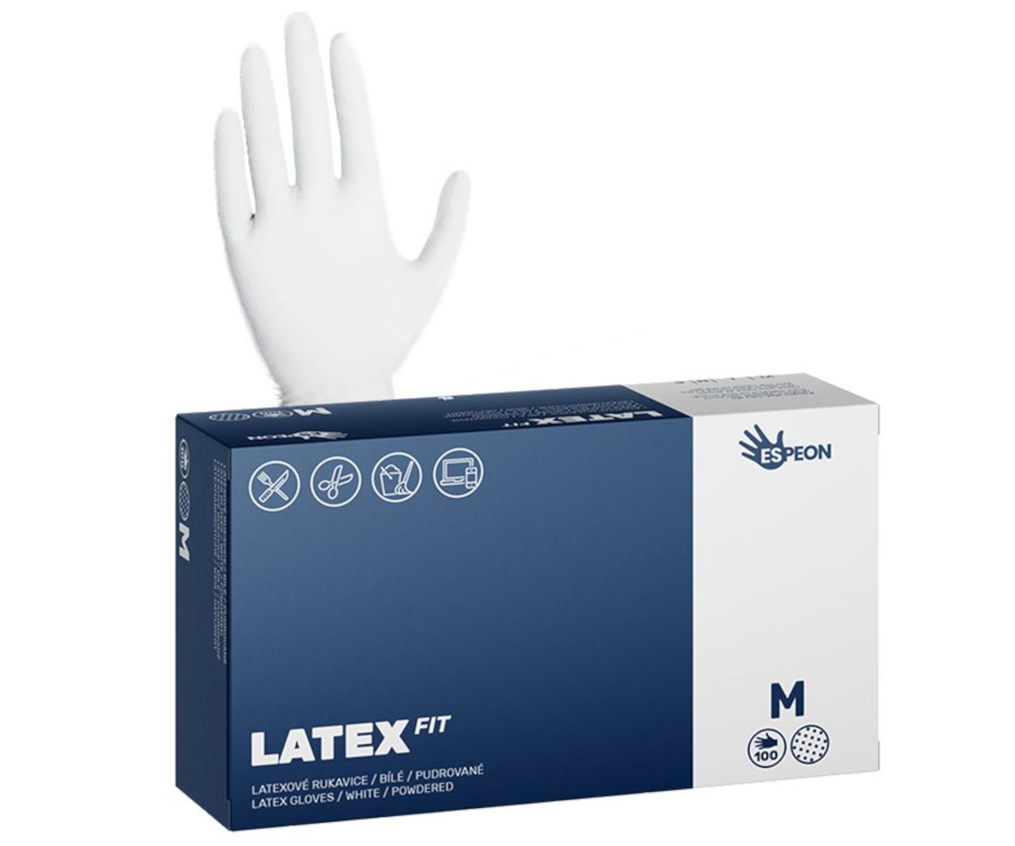 E-shop Latexové púdrované rukavice Espeon Latex Fit - 100 ks, biele, veľkosť M (100004) + darček zadarmo