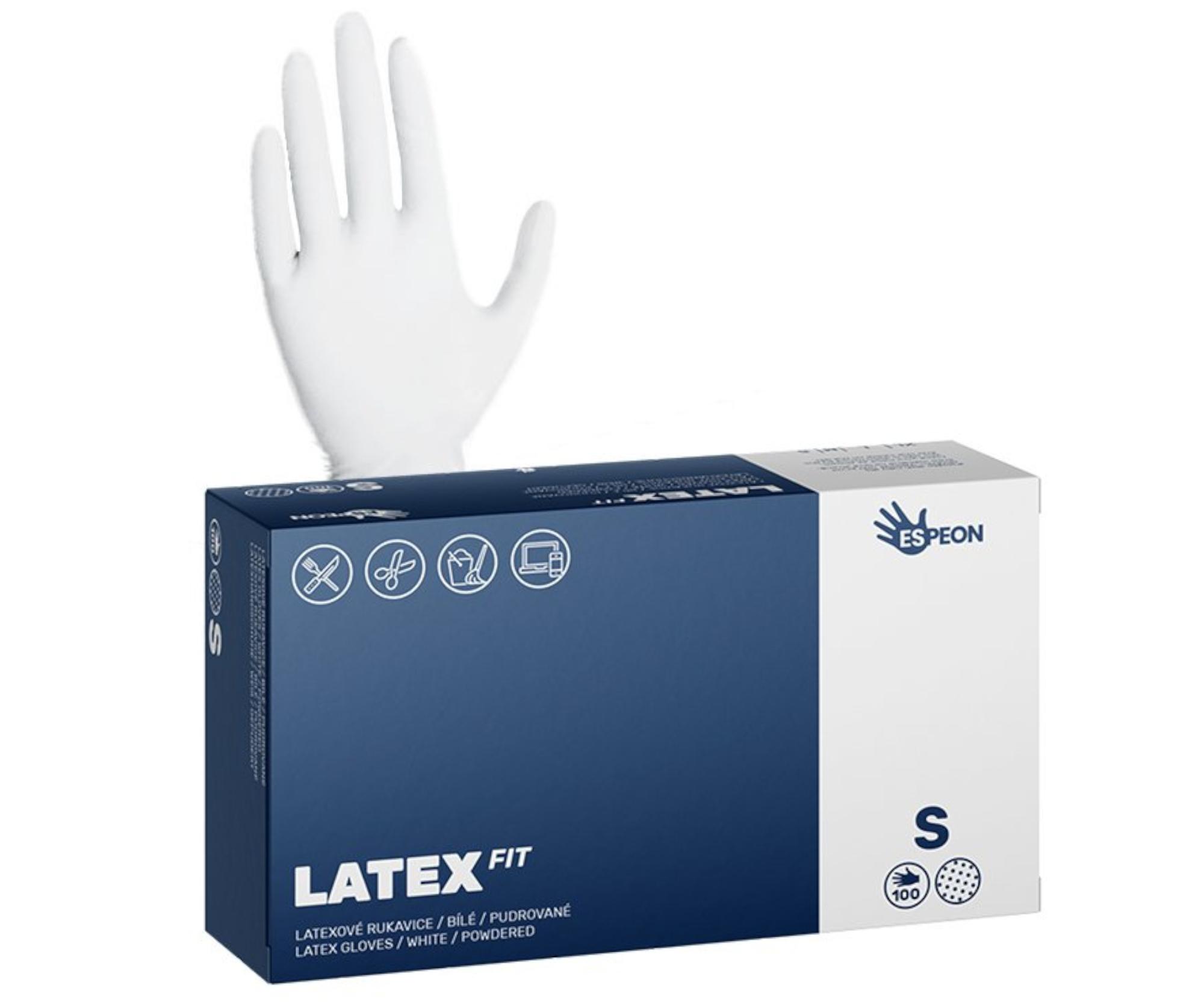 E-shop Latexové púdrované rukavice Espeon Latex Fit - 100 ks, biele, veľkosť S (100003) + darček zadarmo