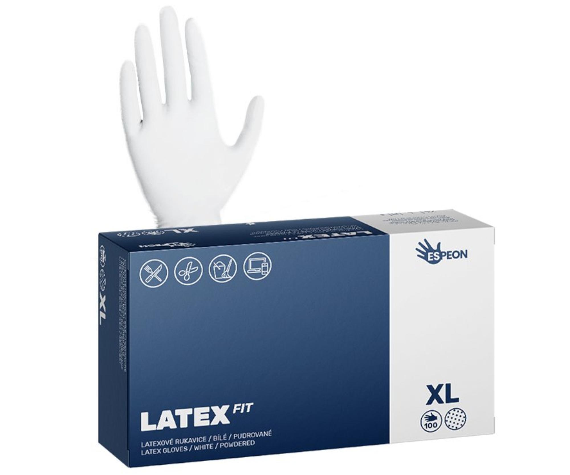 E-shop Latexové púdrované rukavice Espeon Latex Fit - 100 ks, biele, veľkosť XL (100010) + darček zadarmo