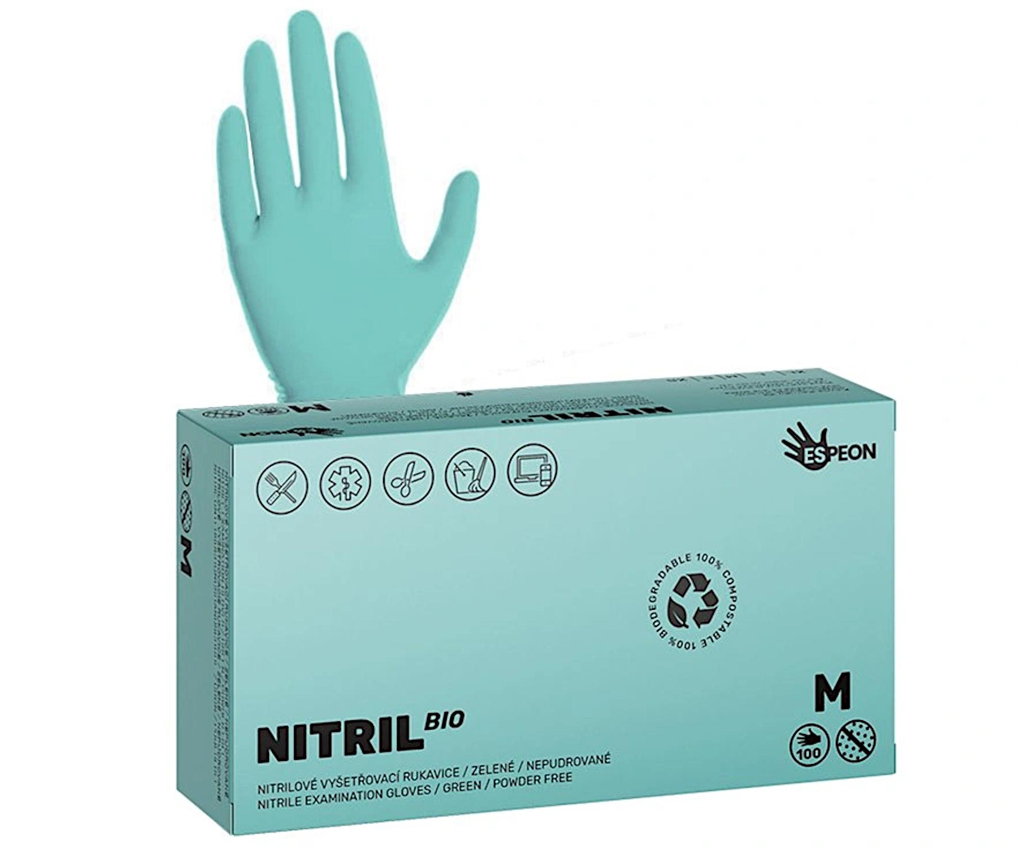E-shop Ekologické nitrilové rukavice Espeon Nitril Bio - 100 ks, zelené, veľkosť M (100096) + darček zadarmo