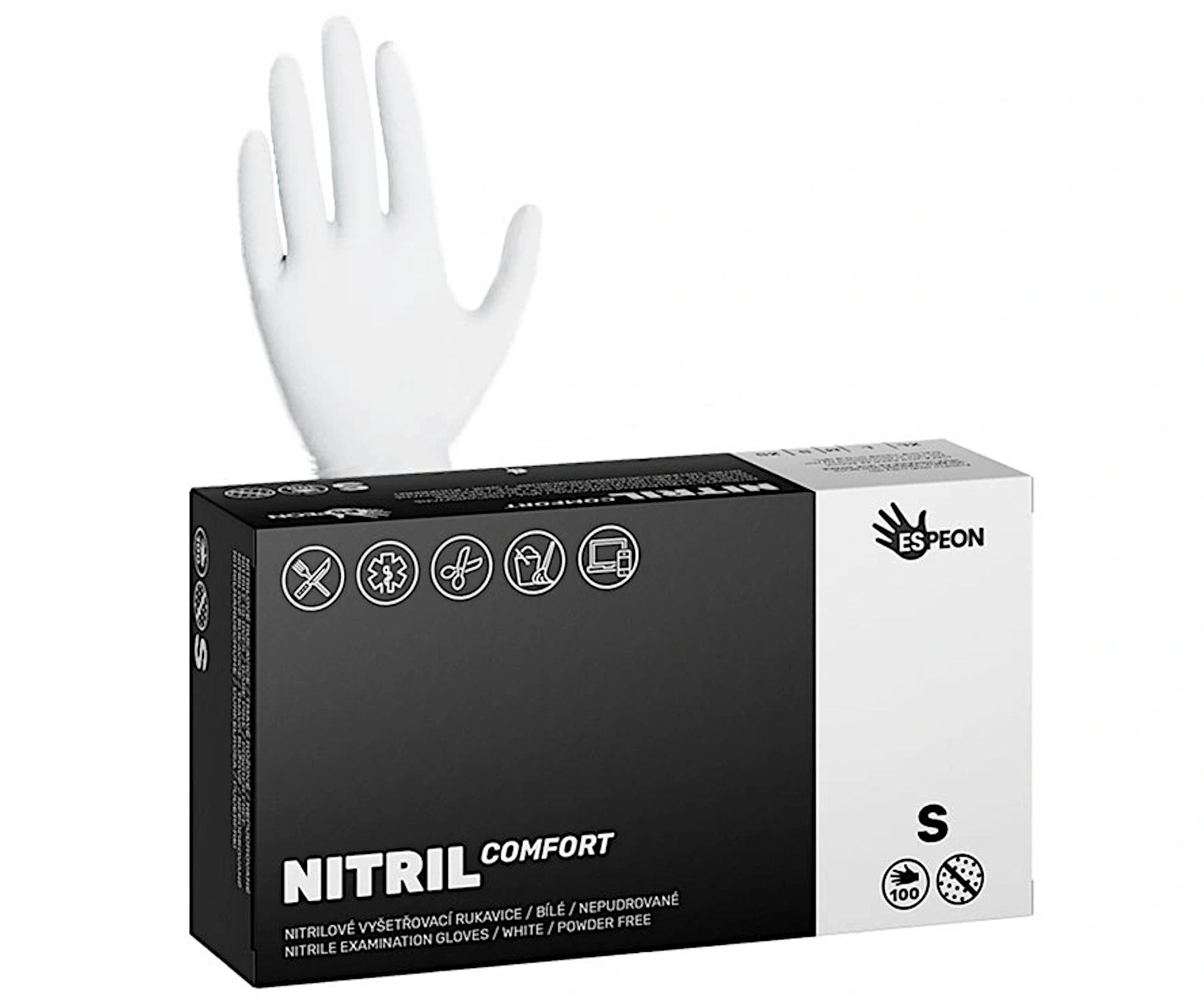 E-shop Nitrilové rukavice Espeon Nitril Comfort - 100 ks, biele, veľkosť S (100020) + darček zadarmo