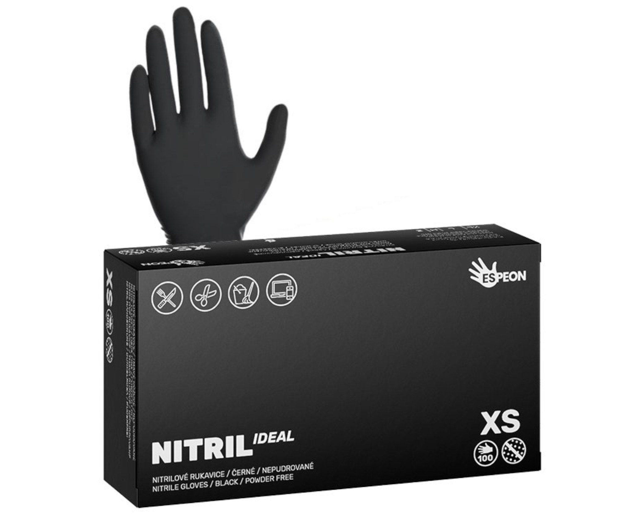 E-shop Nitrilové rukavice Espeon Nitril Ideal - 100 ks, čierne, veľkosť XS (100177) + darček zadarmo