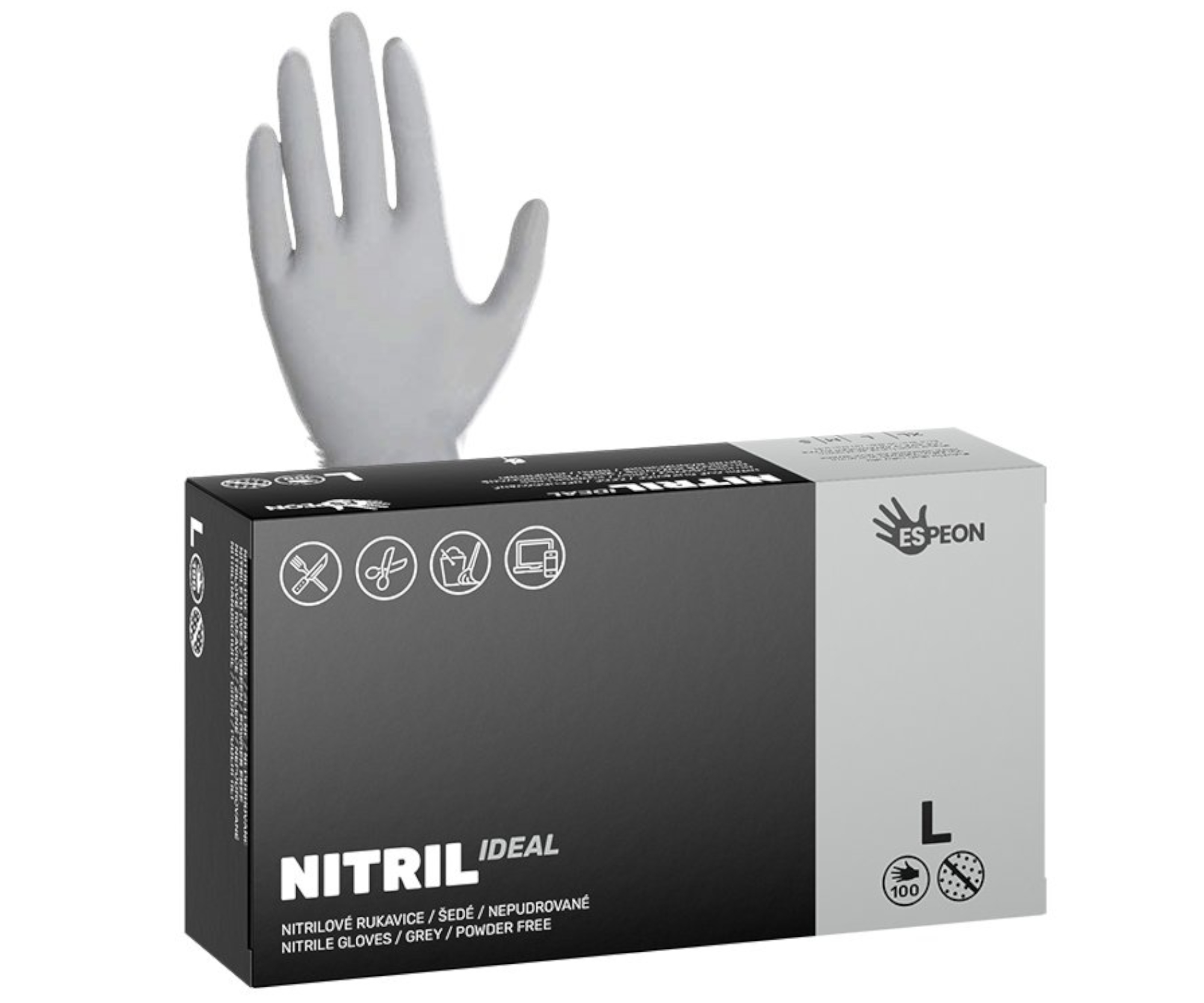 E-shop Nitrilové rukavice Espeon Nitril Ideal - 100 ks, šedé, veľkosť L (100170) + darček zadarmo