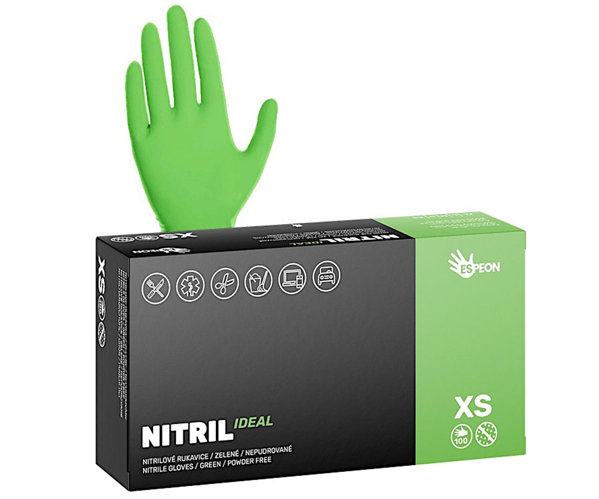 E-shop Nitrilové rukavice Espeon Nitril Ideal - 100 ks, zelené, veľkosť XS (100152) + darček zadarmo