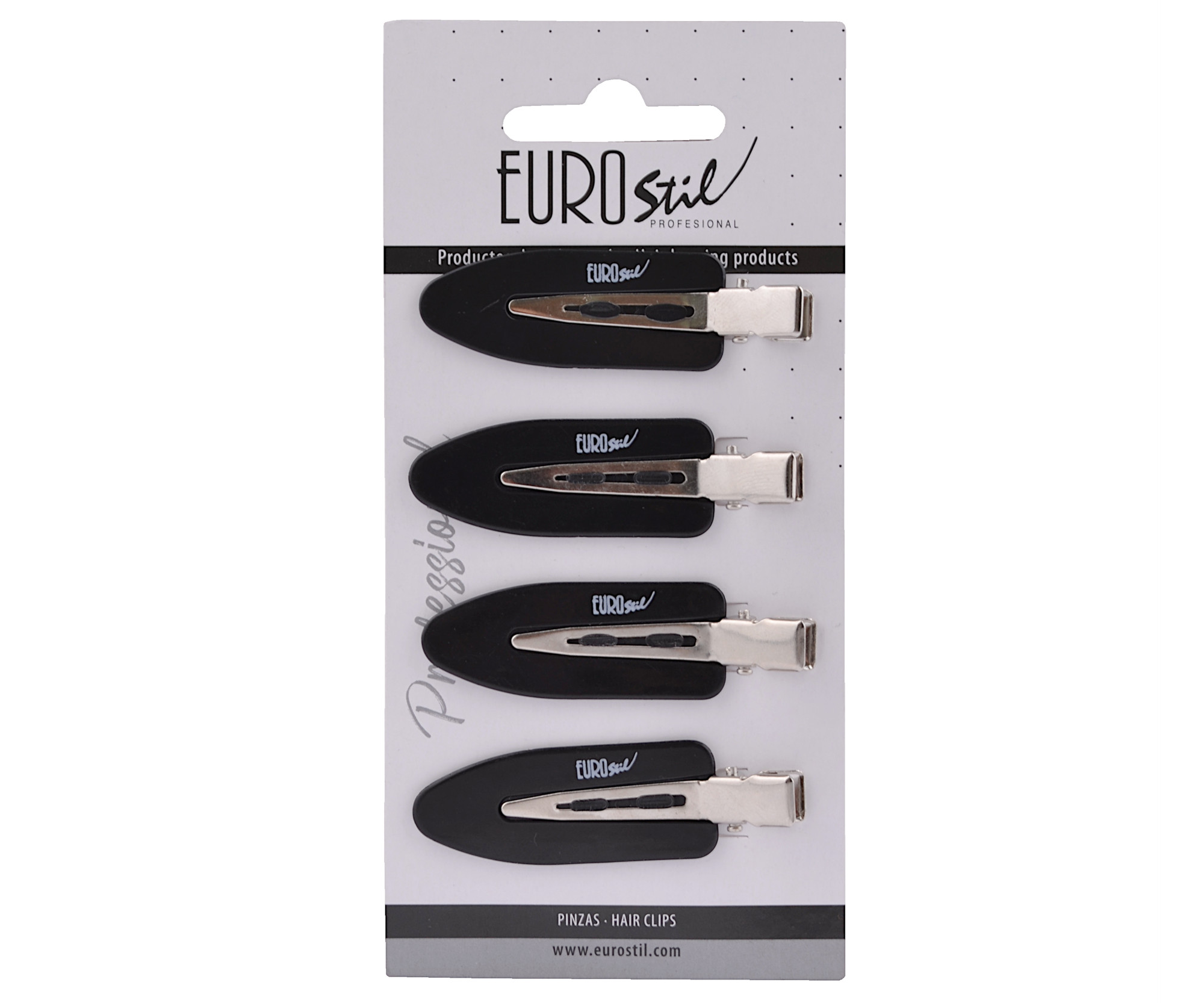 E-shop Sponky do vlasov s podložkami Eurostil Professional - 6 cm, čierne, 4 ks (06388)