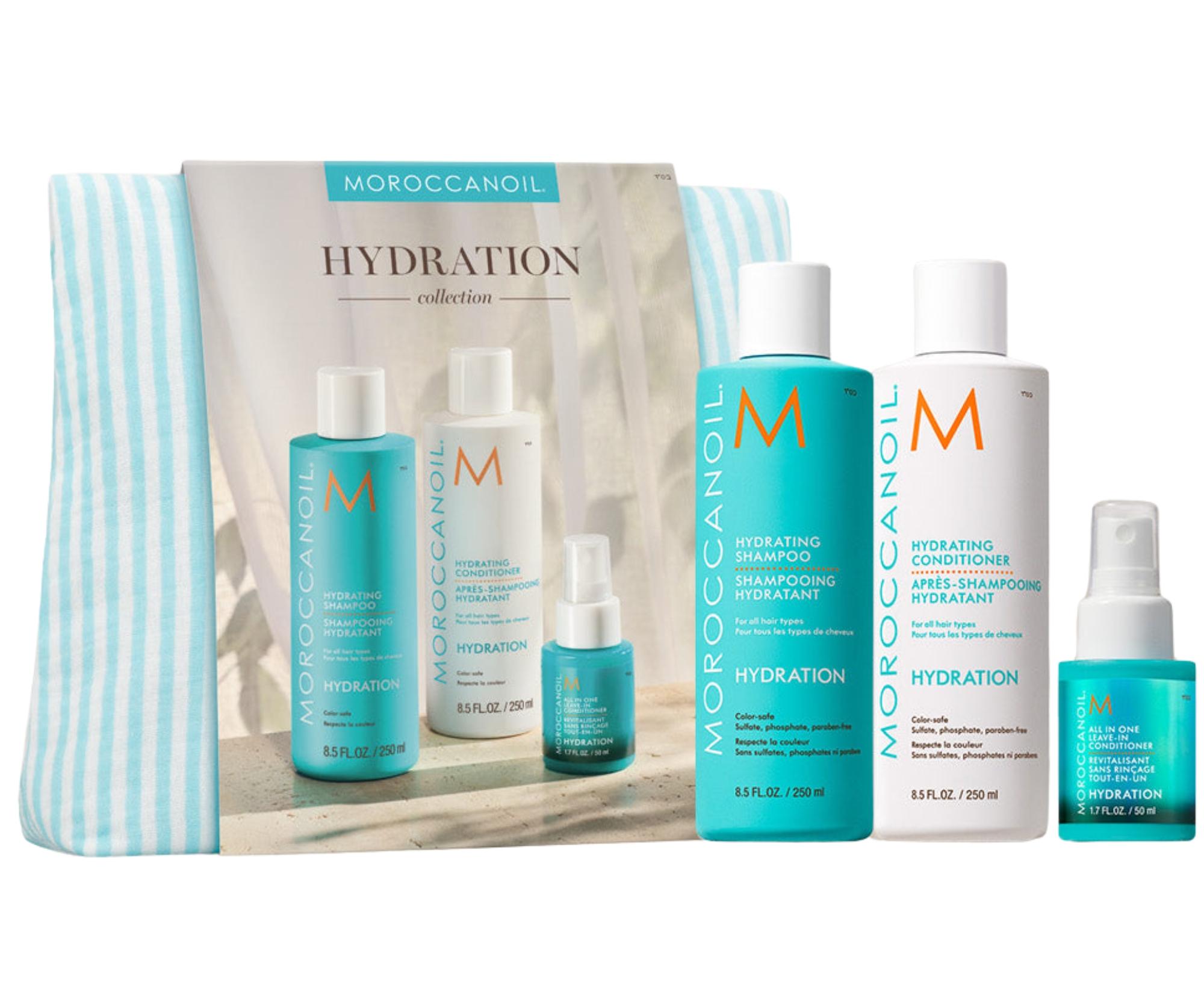 E-shop Darčeková sada pre hydratáciu suchých vlasov Moroccanoil Hydration Collection + bezoplachová starostlivosť a taštička zadarmo + darček zadarmo