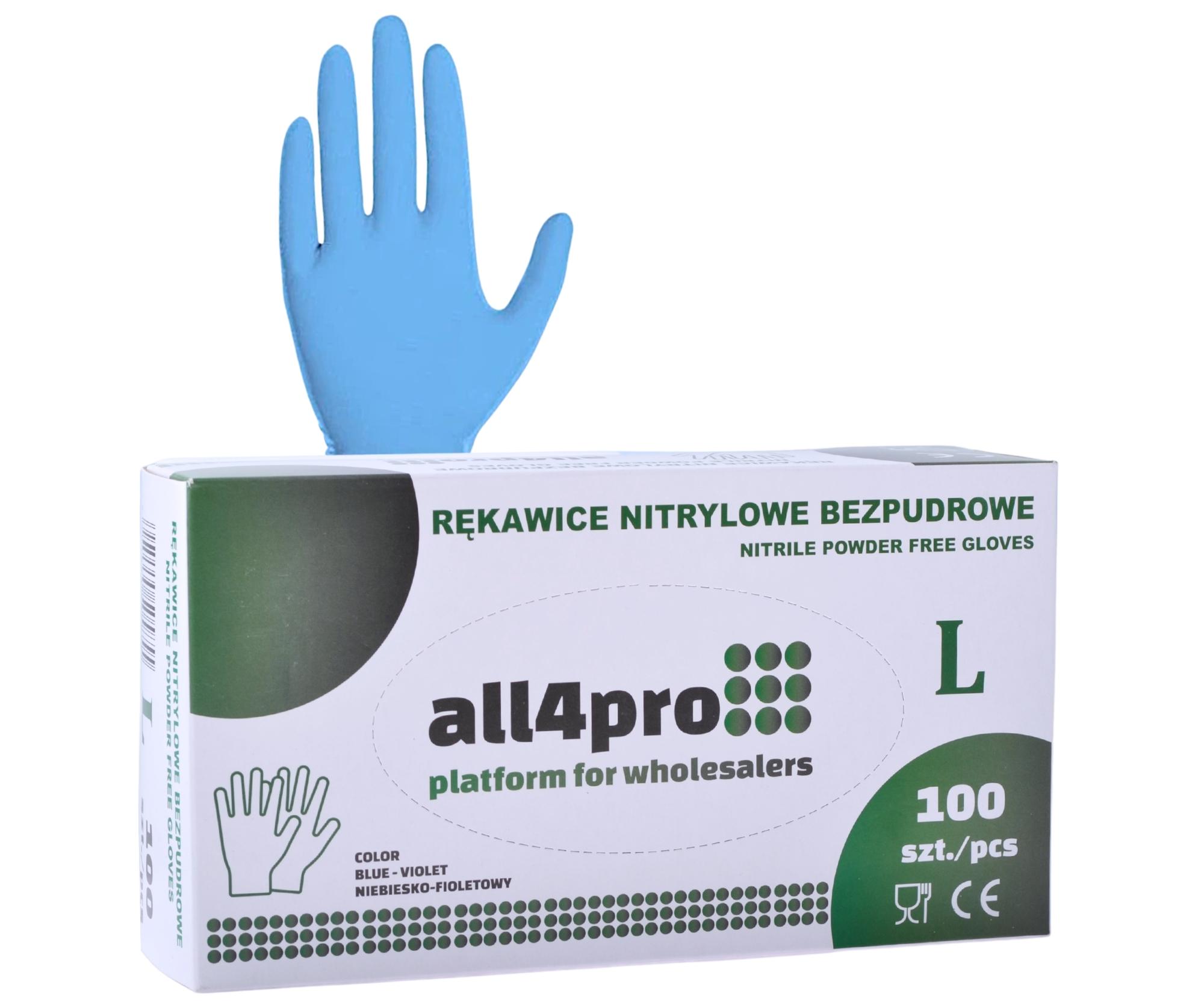 E-shop Nitrilové rukavice All4Pro Supreme - 100 ks, modré, veľkosť L + darček zadarmo