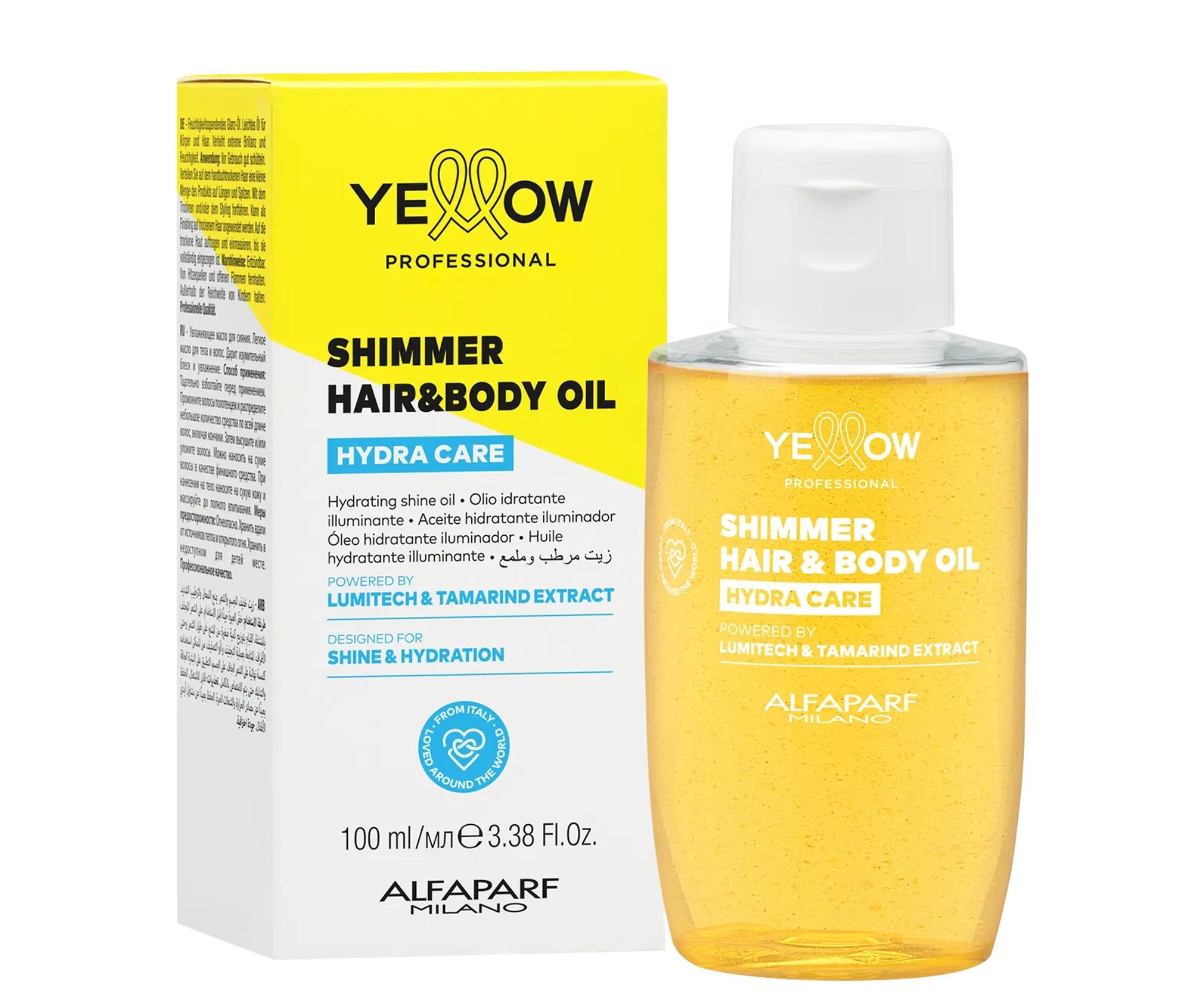 E-shop Ľahký rozjasňujúci hydratačný olej na vlasy a telo Yellow Professional Hydra Care Shimmer Hair a Body Oil - 100 ml + darček zadarmo