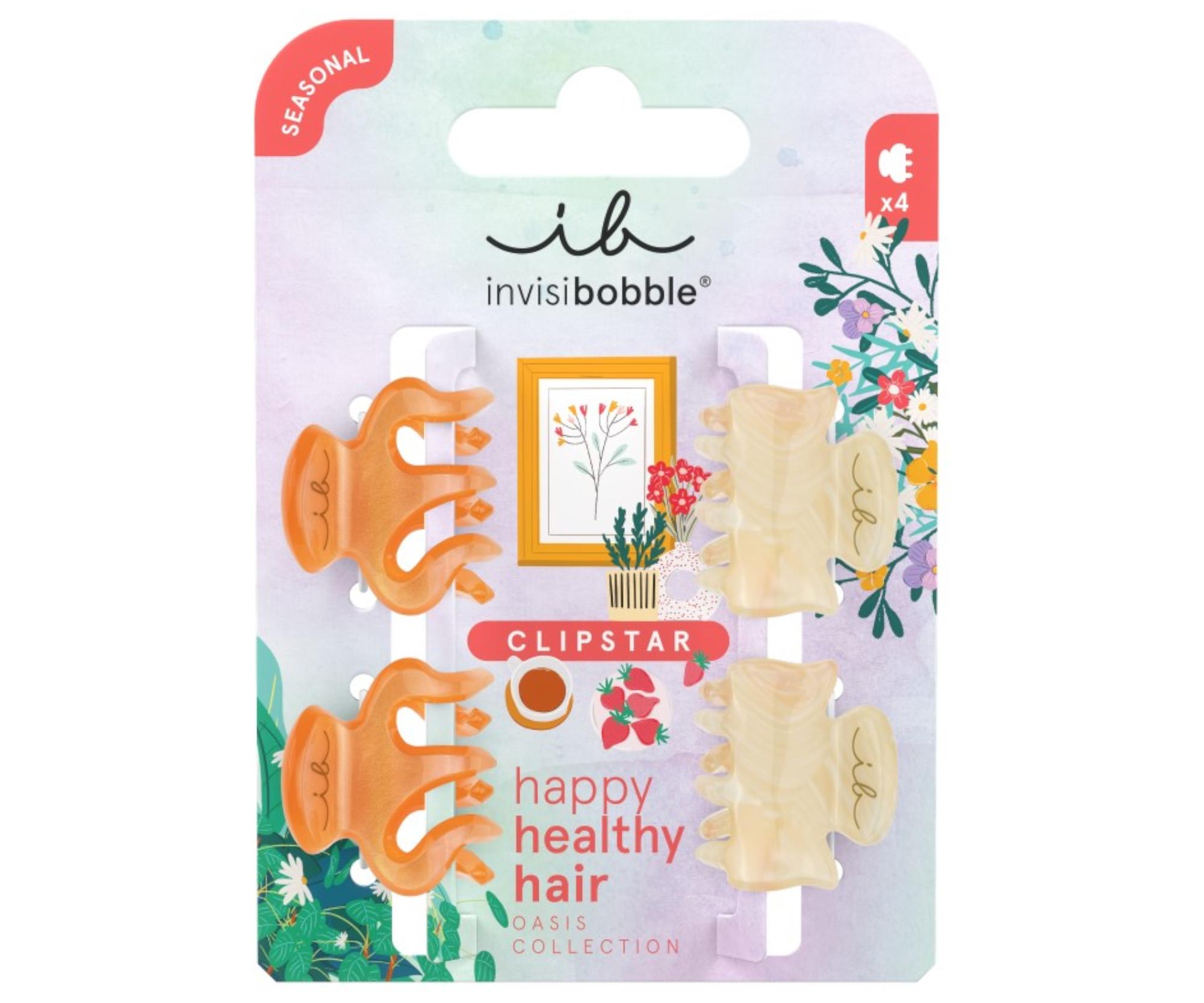 E-shop Škripce do vlasov Invisibobble Clipstar Oasis Petit Citrus - 4 ks, oranžové/béžové + darček zadarmo